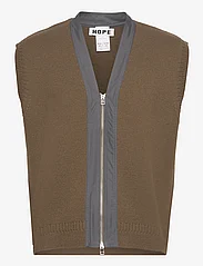 Hope - Merino Wool Sweater Vest - strikkevester - dark khaki - 0