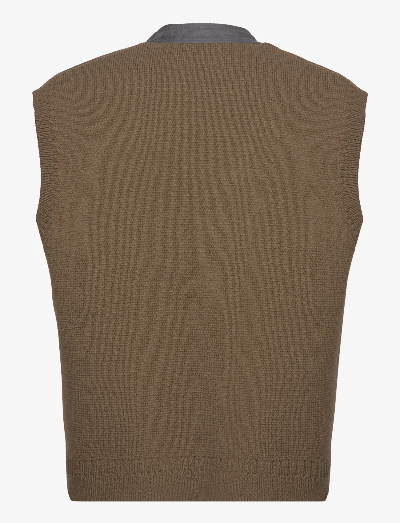 Hope - Merino Wool Sweater Vest - strikkevester - dark khaki - 1