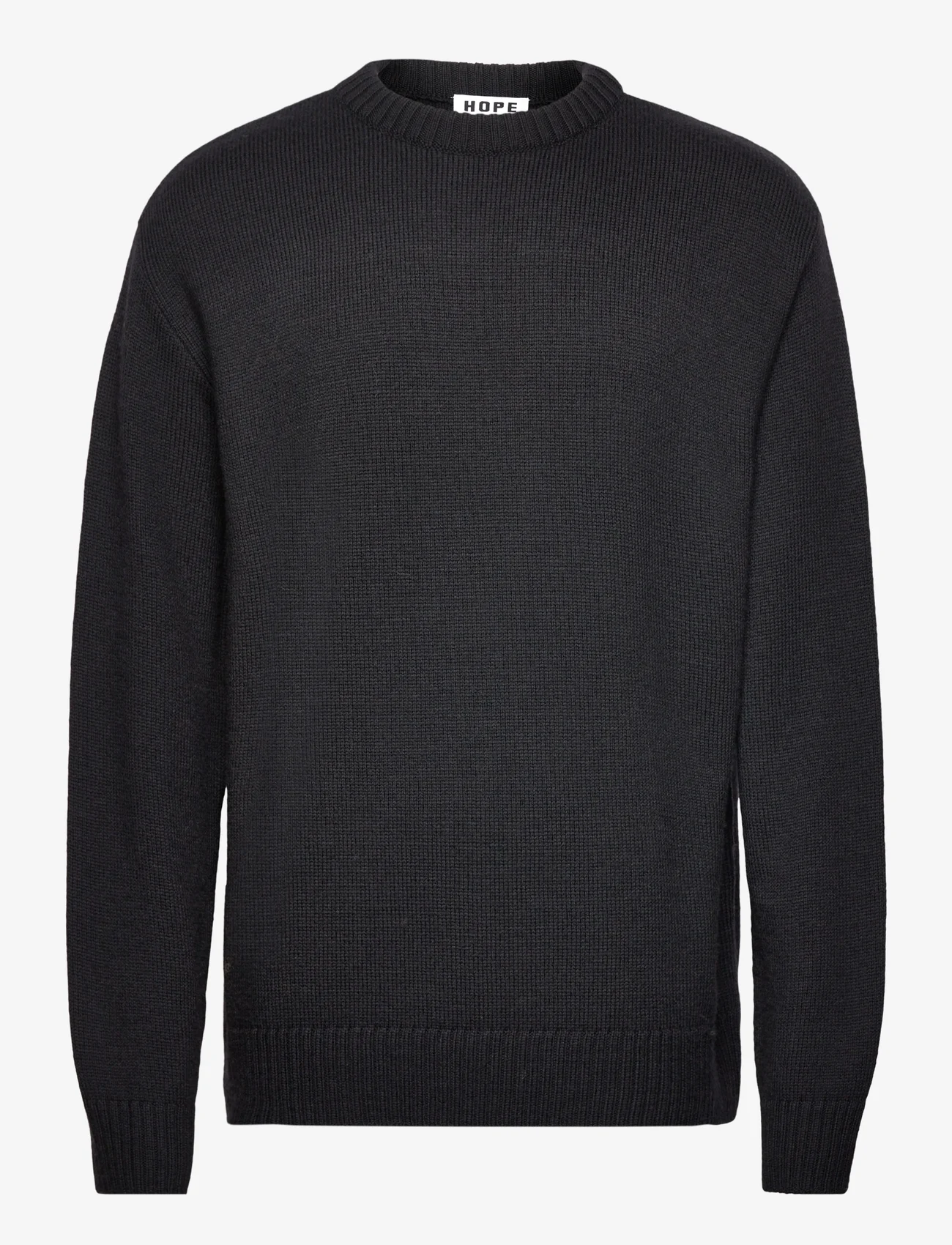 Hope - Oversized Merino Wool Sweater - strik med rund hals - black - 0