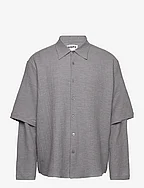 Oversized Layered-sleeve Shirt - GREY MELANGE