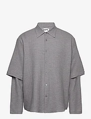 Hope - Oversized Layered-sleeve Shirt - peruskauluspaidat - grey melange - 0