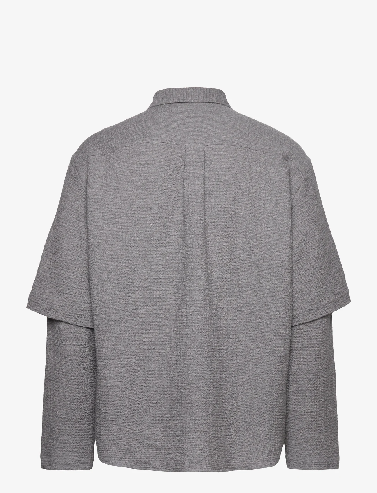 Hope - Oversized Layered-sleeve Shirt - basic shirts - grey melange - 1