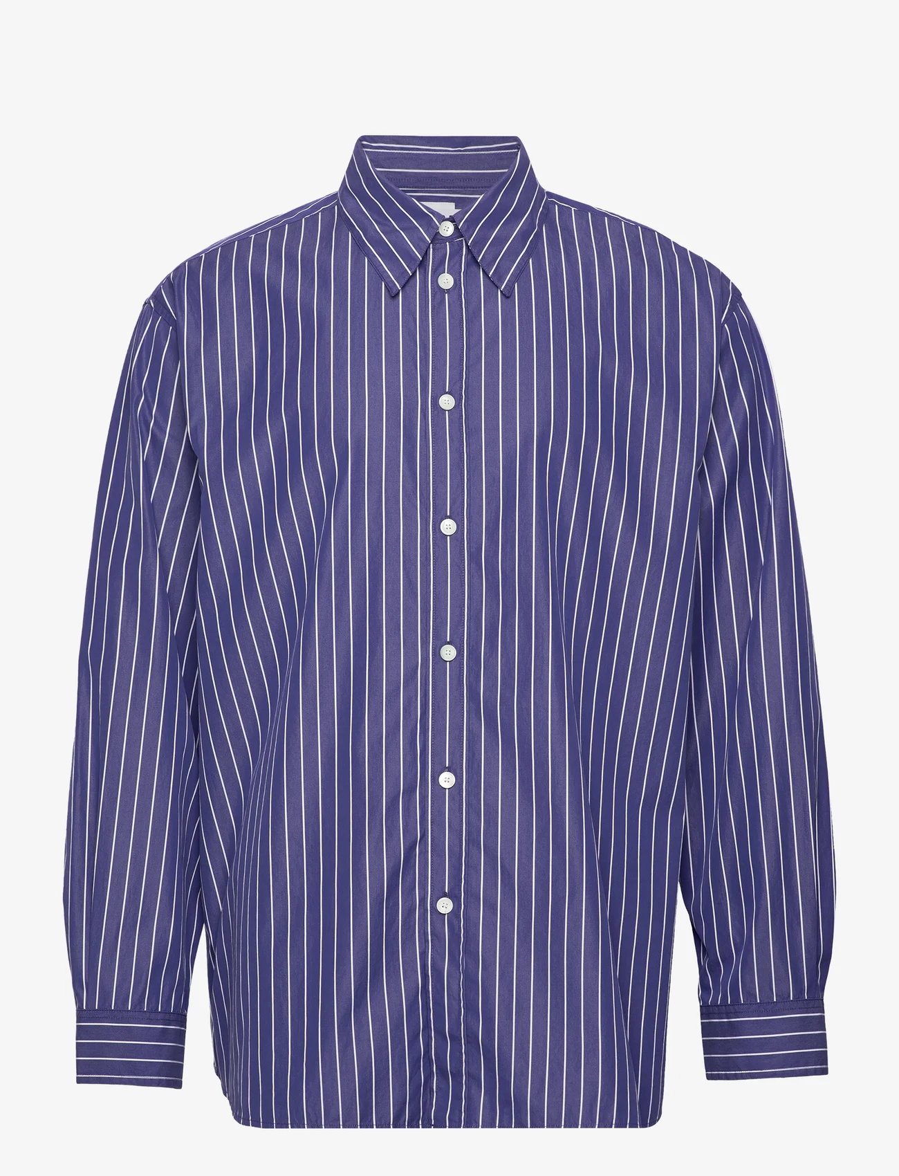 Hope - Oversized Button-up Shirt - avslappede skjorter - dark blue stripe - 0