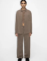 Hope - Elasticated Wide-leg Trousers - vabaajapüksid - mud brown - 4