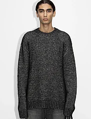 Hope - Oversized Wool Sweater - knitted round necks - black melange - 2
