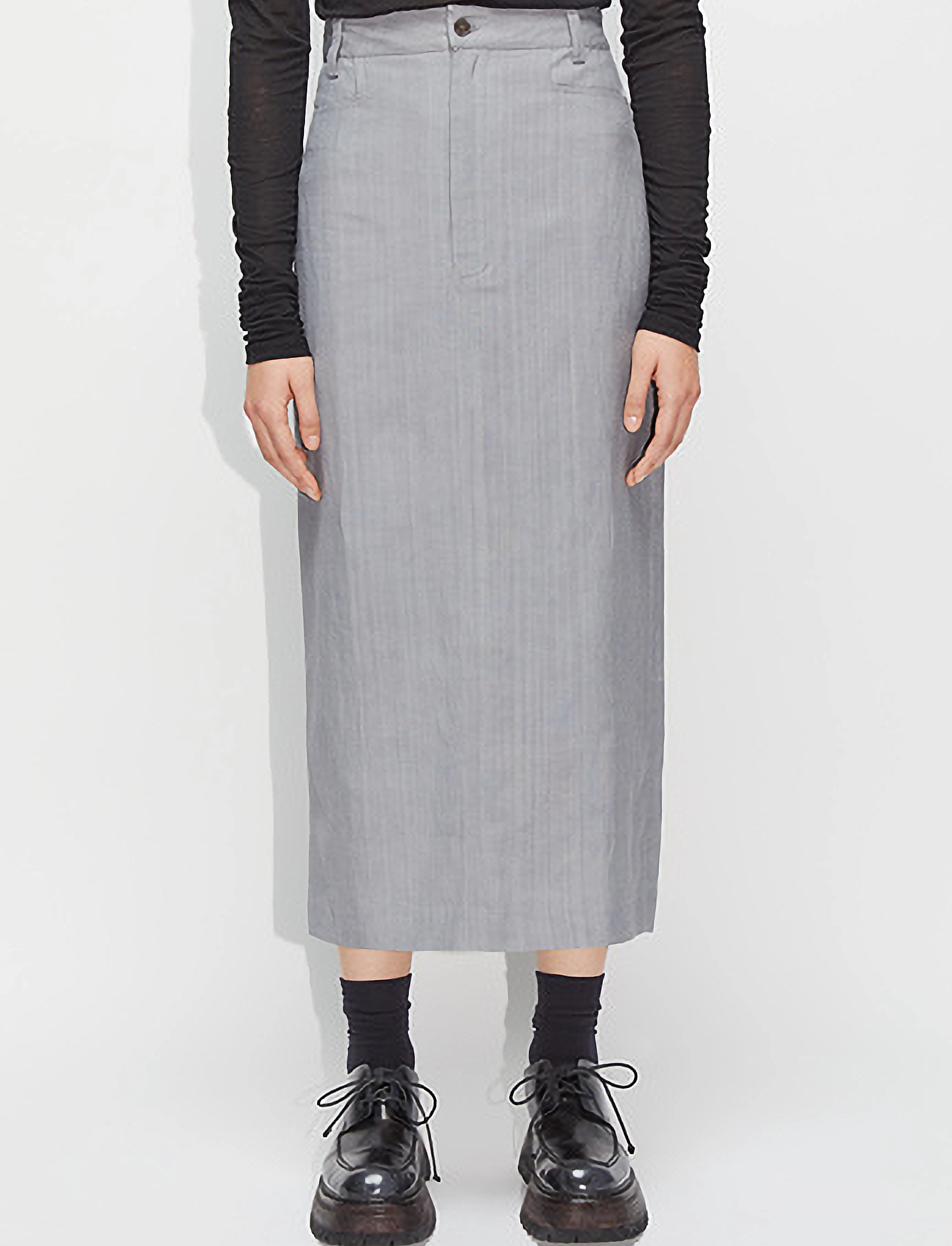Hope Longy Skirt Blue Grey, Kvinder, Højtaljet Lang Nederdel, Grå, Str: 34