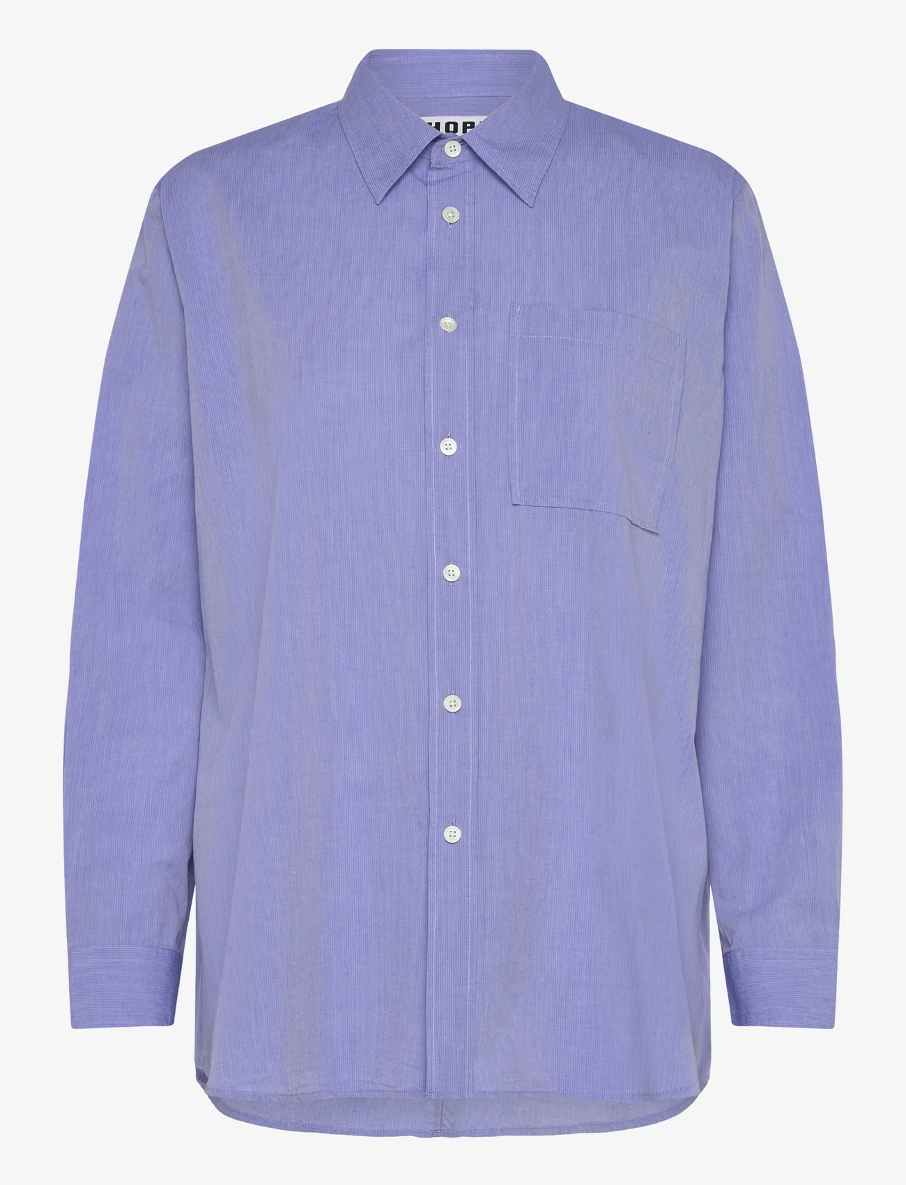 Hope - Elma Edit Shirt Mid Blue Micro Stripe - denimskjorter - mid blue micro stripe - 1