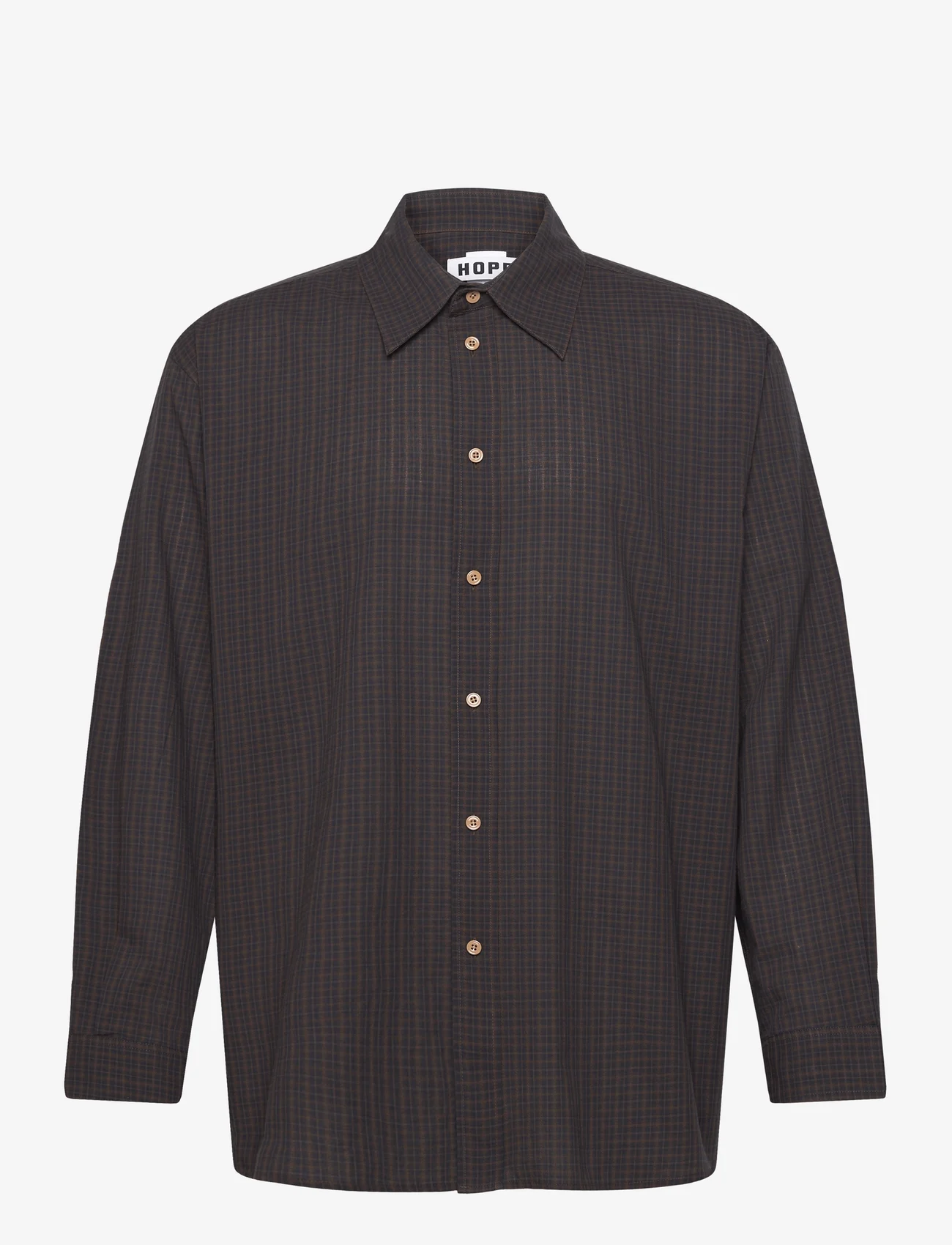 Hope - Spread Shirt Brown Check - casual skjortor - brown check - 0