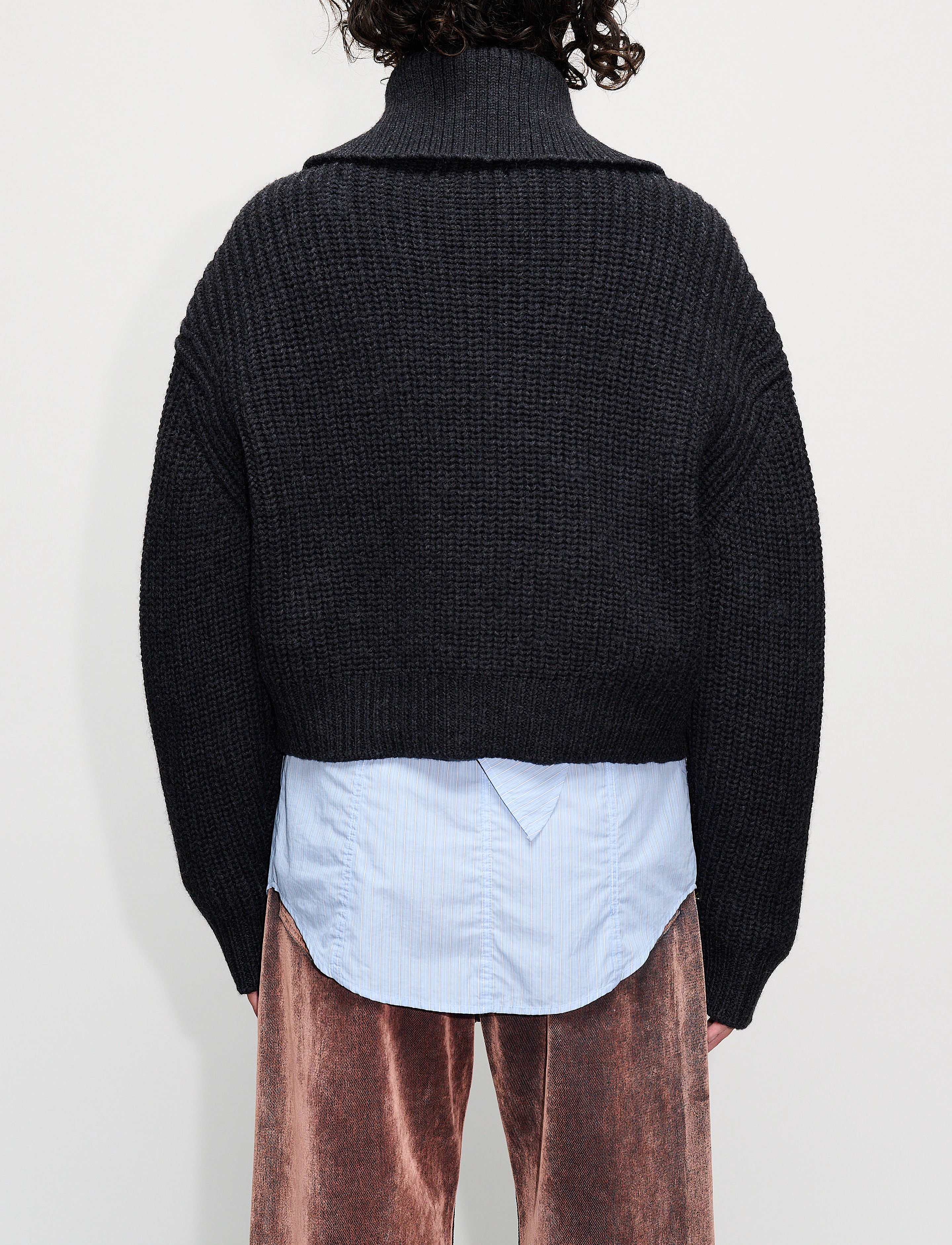 Hope - YUMMY CARDIGAN - black melange wool - 5