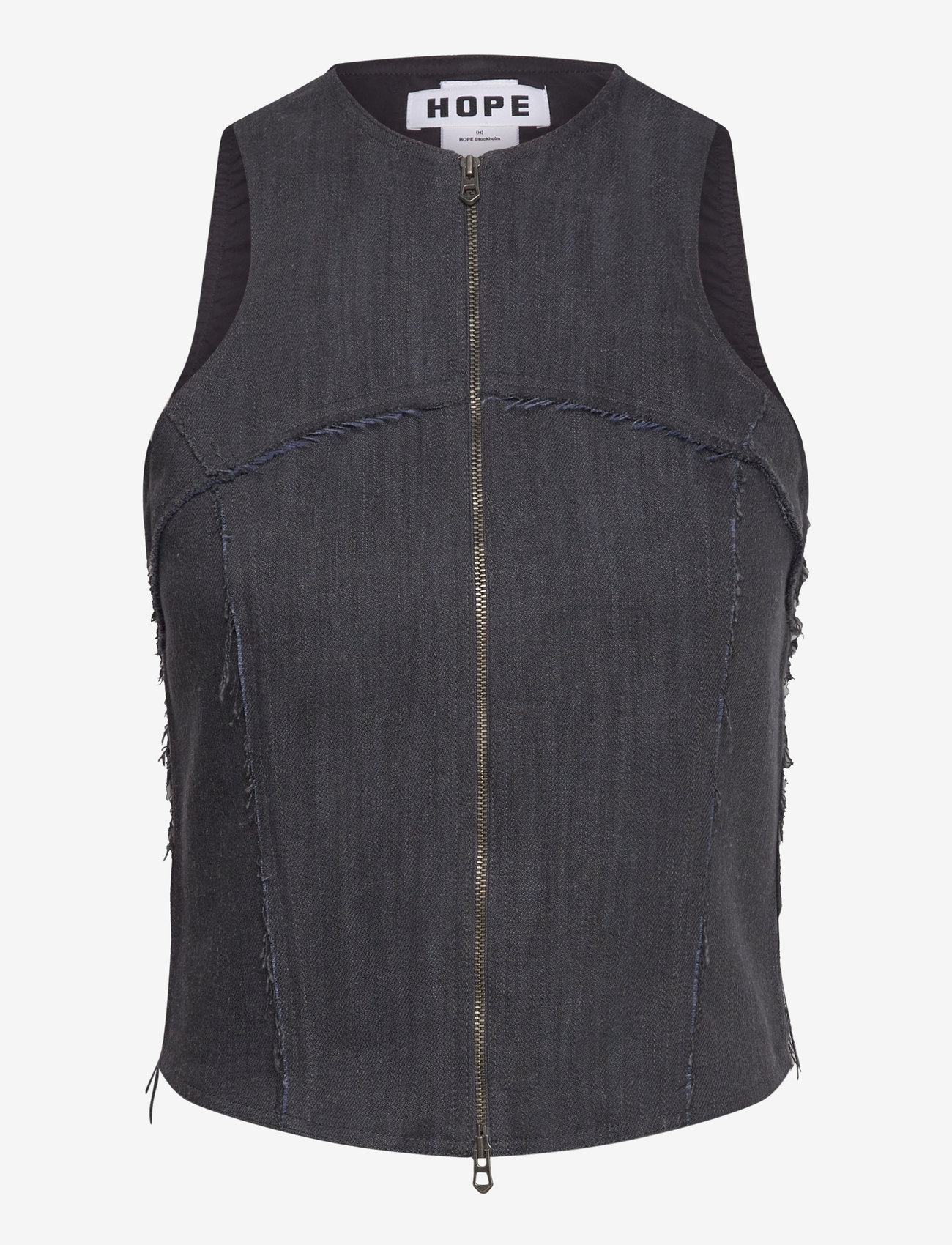 Hope - SCULPT TOP - mode trends - grey blue slub twill - 1