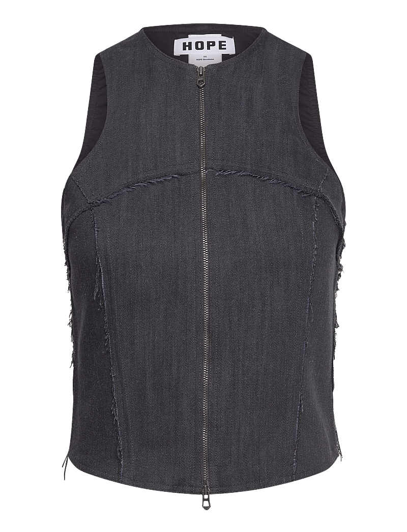 Hope - SCULPT TOP - mode trends - grey blue slub twill - 1