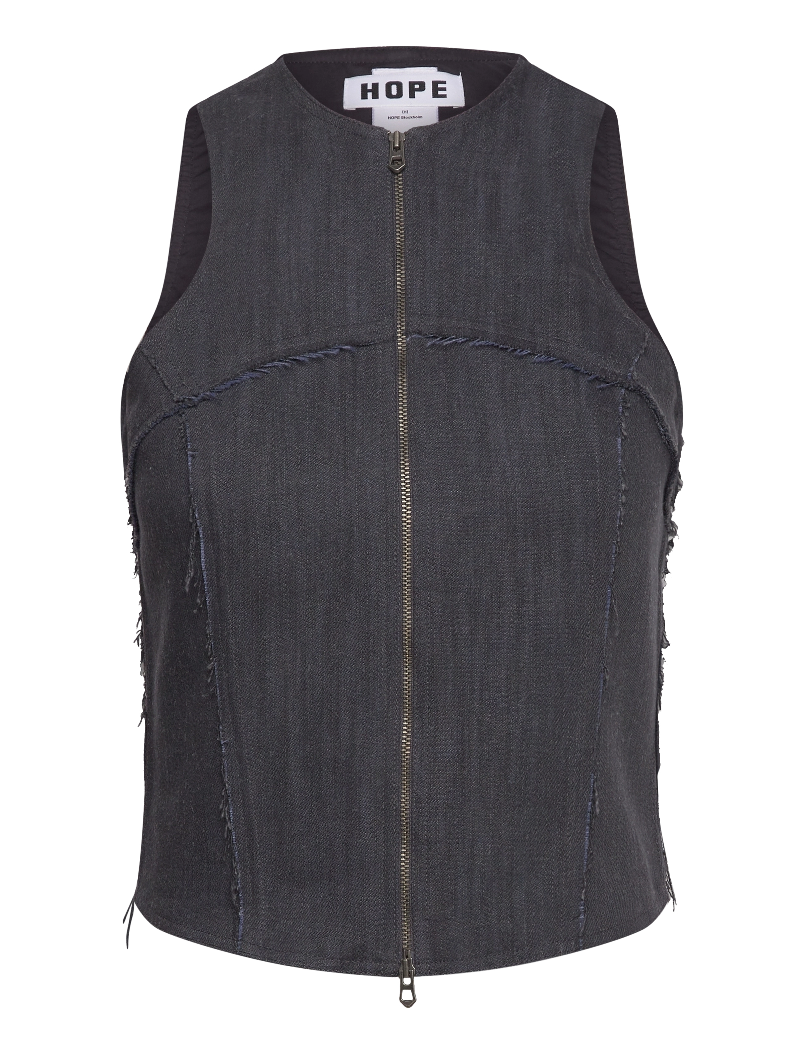 Hope SCULPT TOP - Västar - GREY BLUE SLUB TWILL / grey