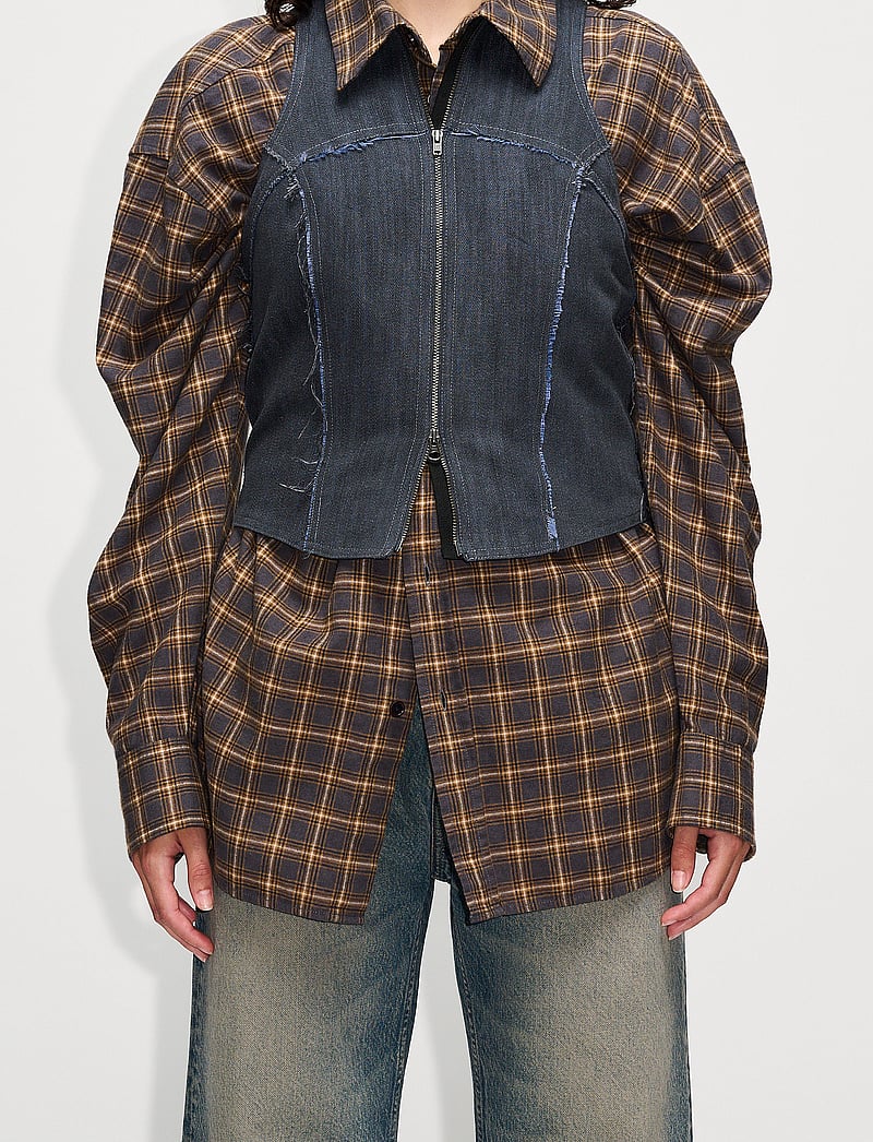 Hope - SCULPT TOP - mode trends - grey blue slub twill - 0