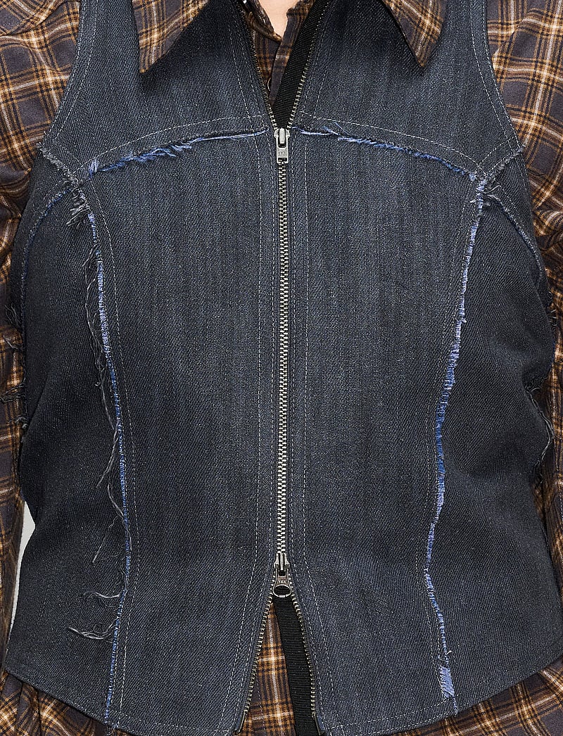 Hope - SCULPT TOP - mode trends - grey blue slub twill - 4