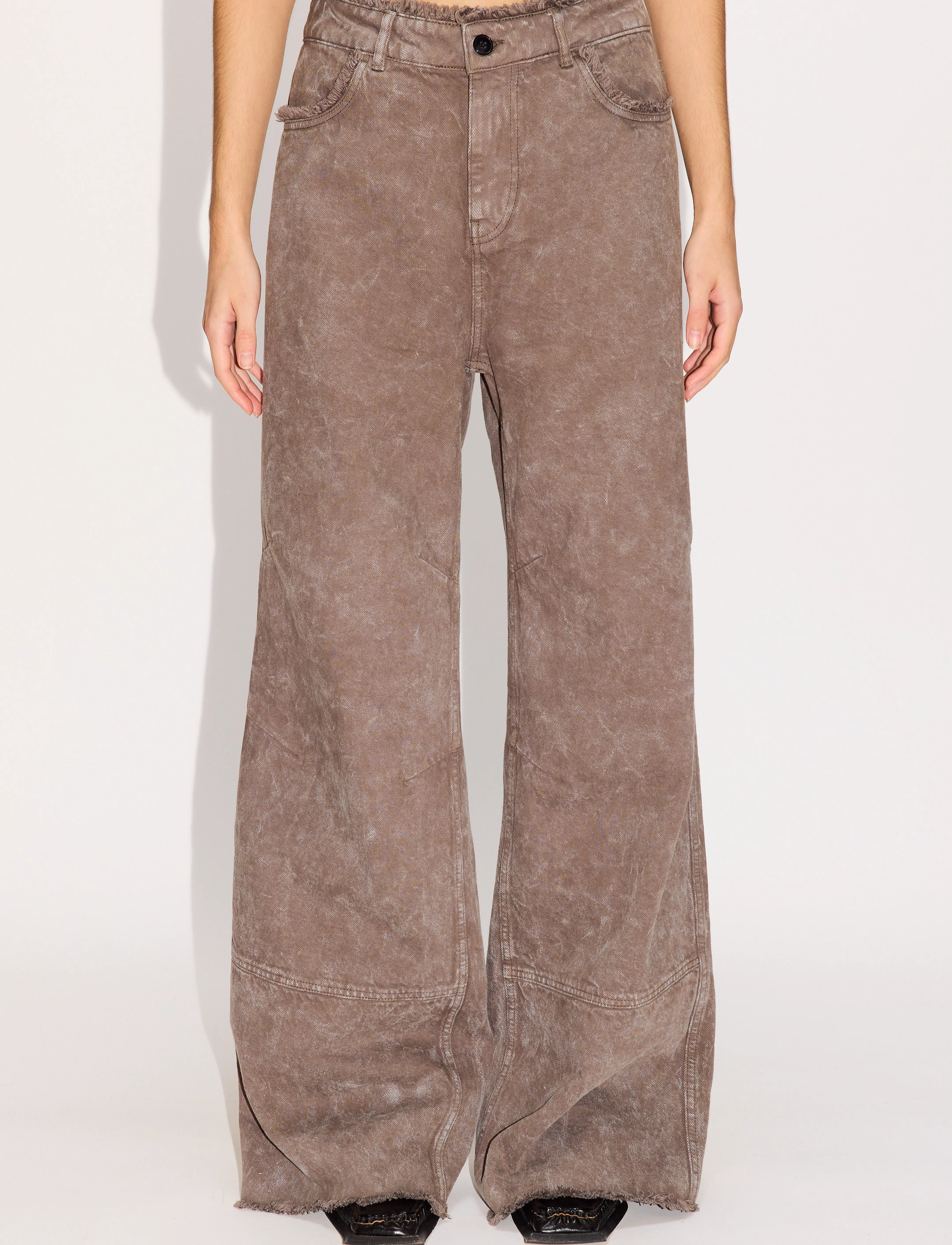 Hope Dawn Trousers Stone Grey Marble, 36, Brown, Jeans > Vidde, Dame