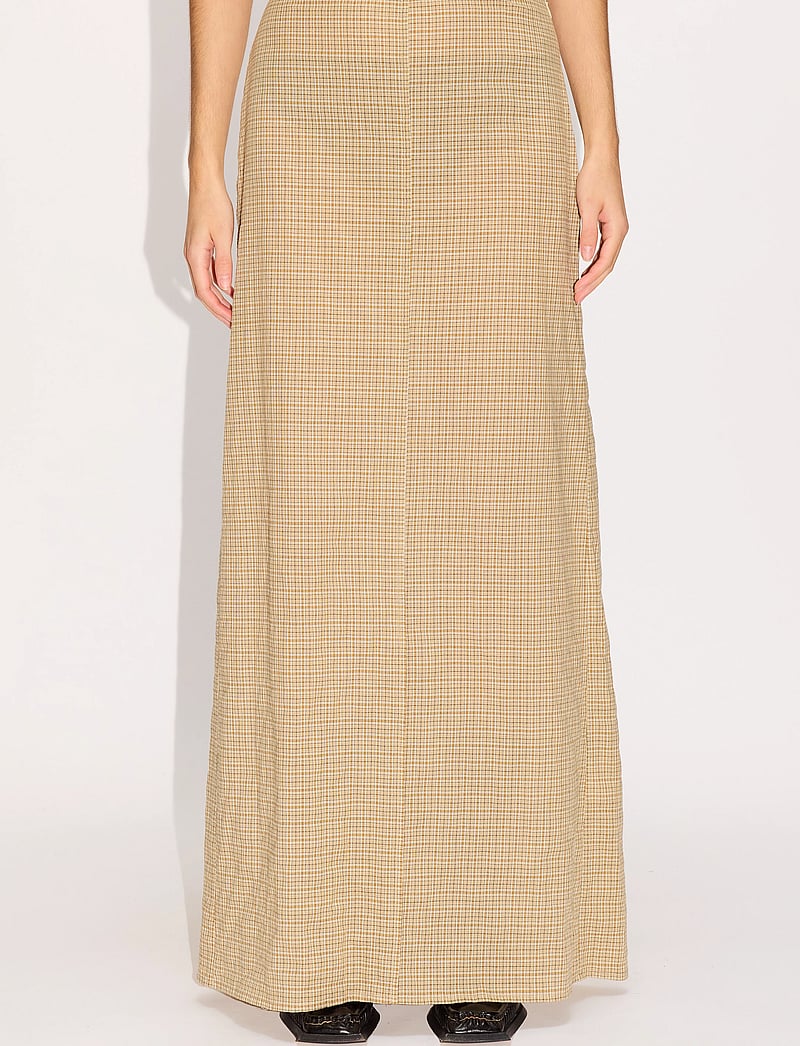 Hope - Read Skirt Beige Check Voile - maxi röcke - beige check voile - 0