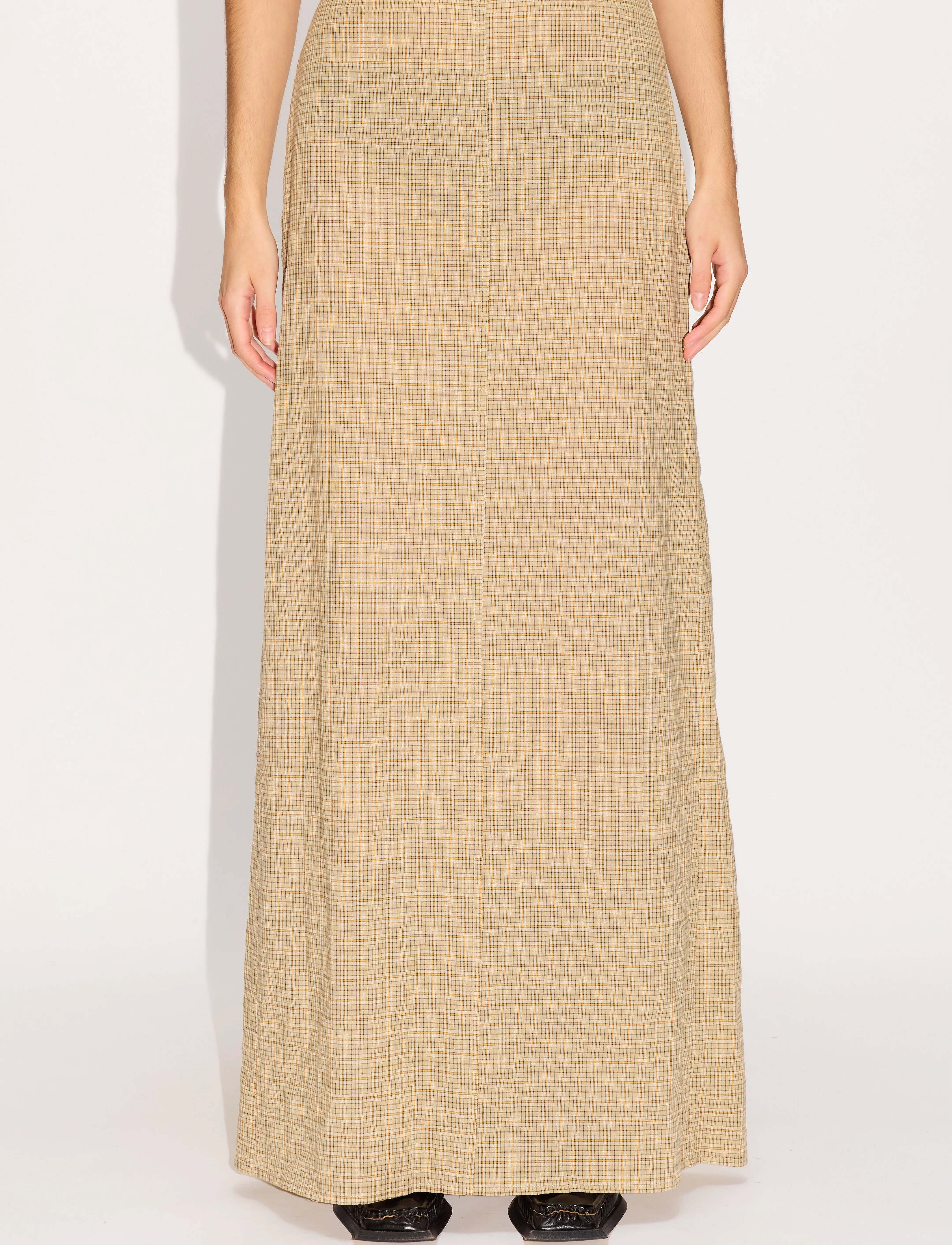 Hope Read Skirt Beige Check Voile - Maxi nederdele - BEIGE CHECK VOILE / beige