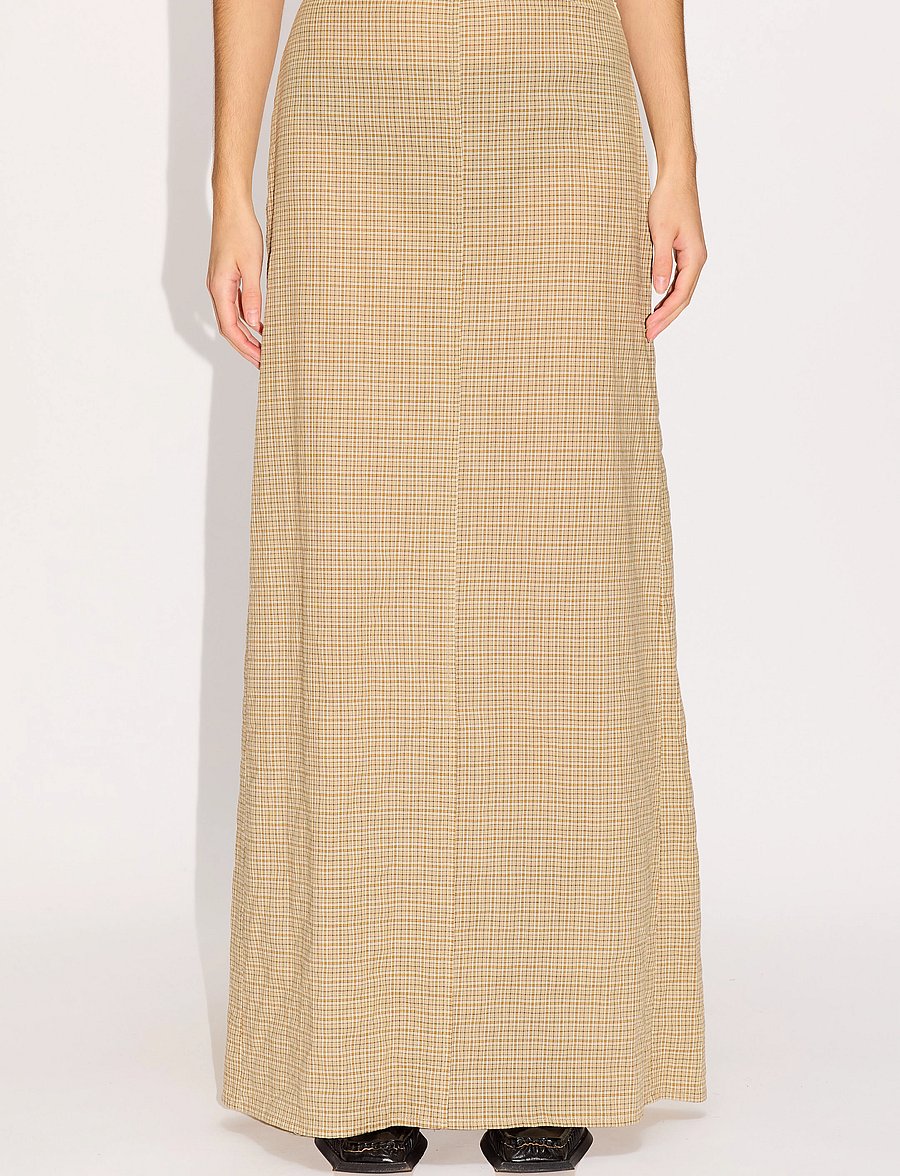 Hope - Read Skirt Beige Check Voile - maxi röcke - beige check voile - 0