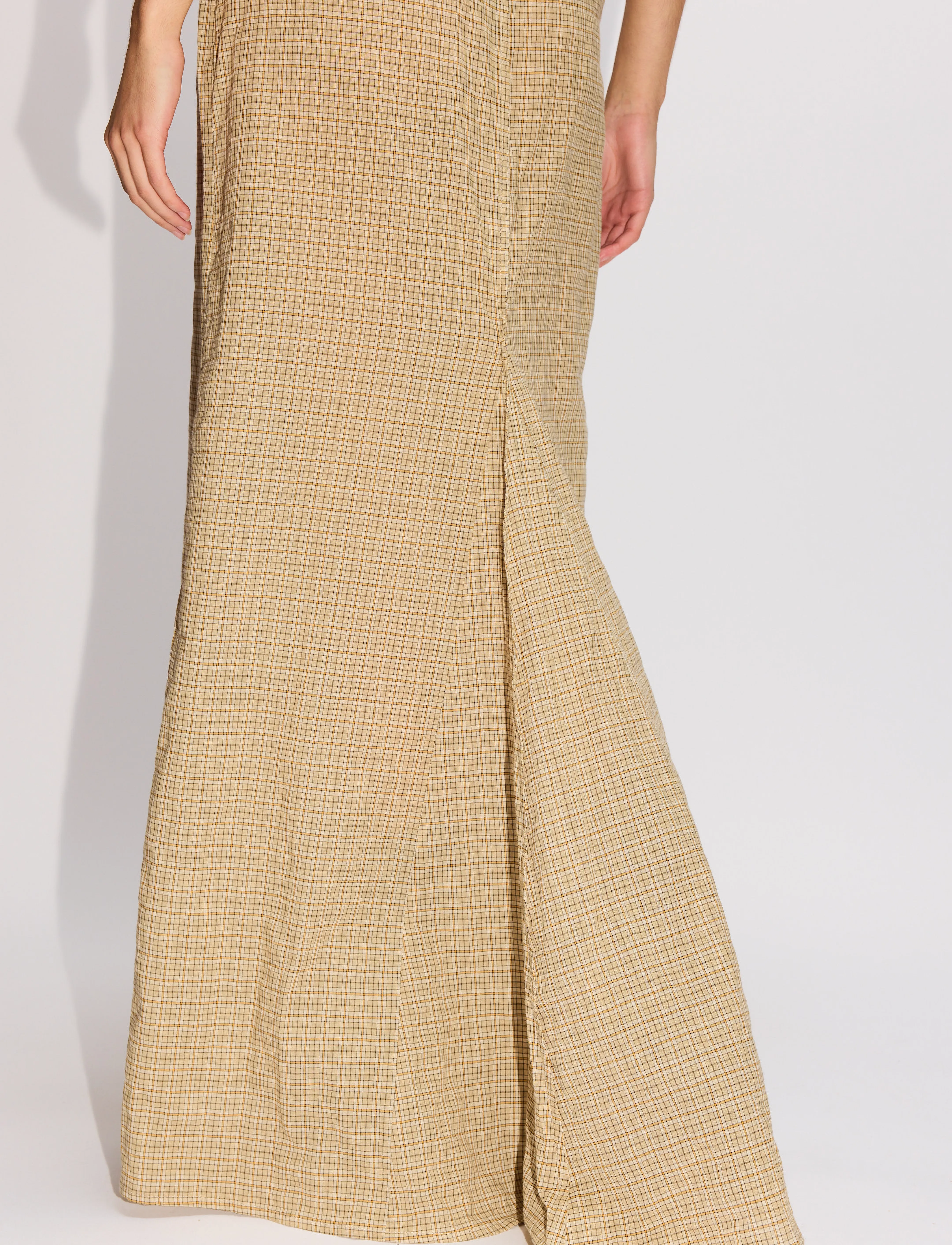 Hope - Read Skirt Beige Check Voile - maxi nederdele - beige check voile - 4