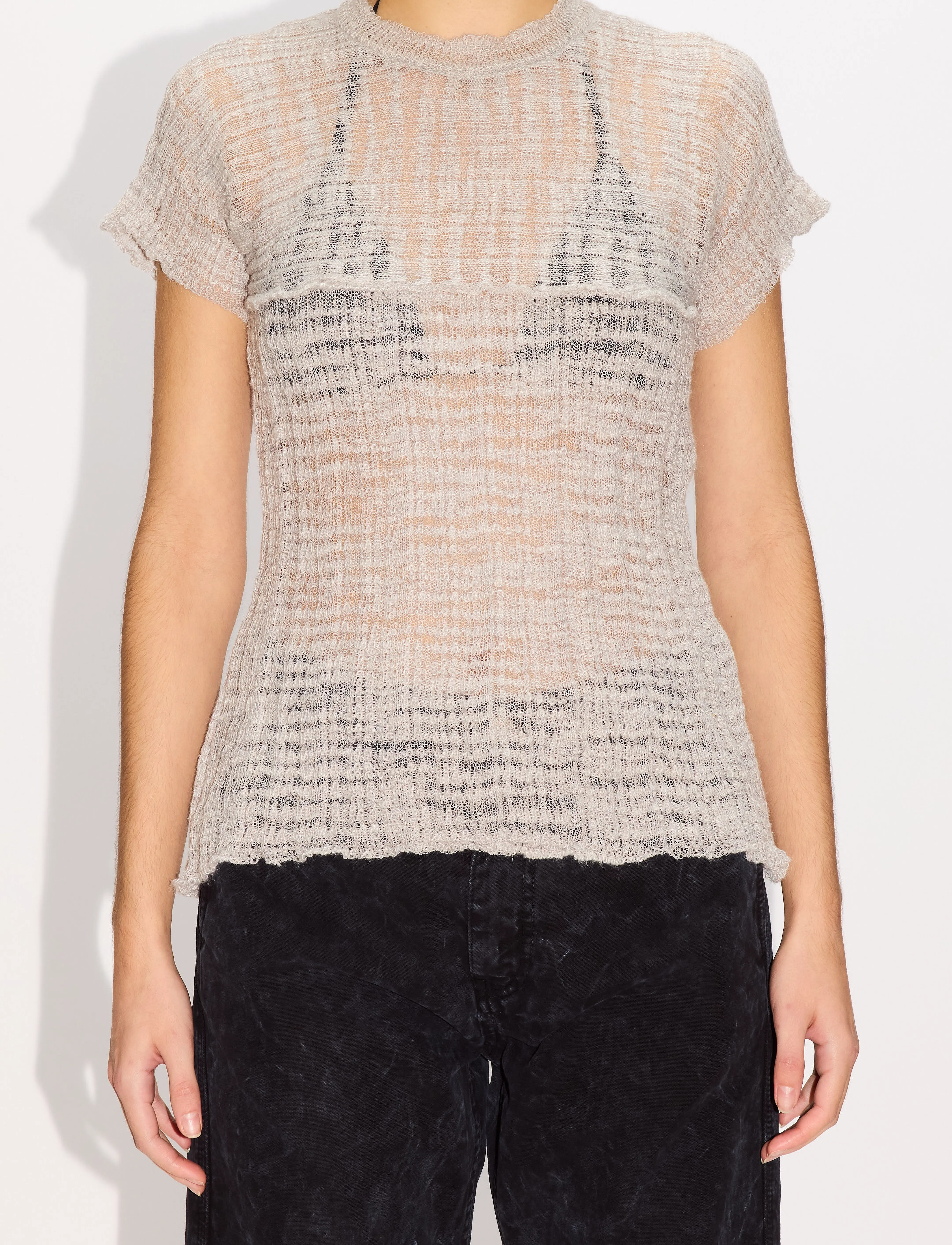 Hope Sunny Tee Ice Grey Slub, 38, Grey, Bluser > Kortærmede, Dame