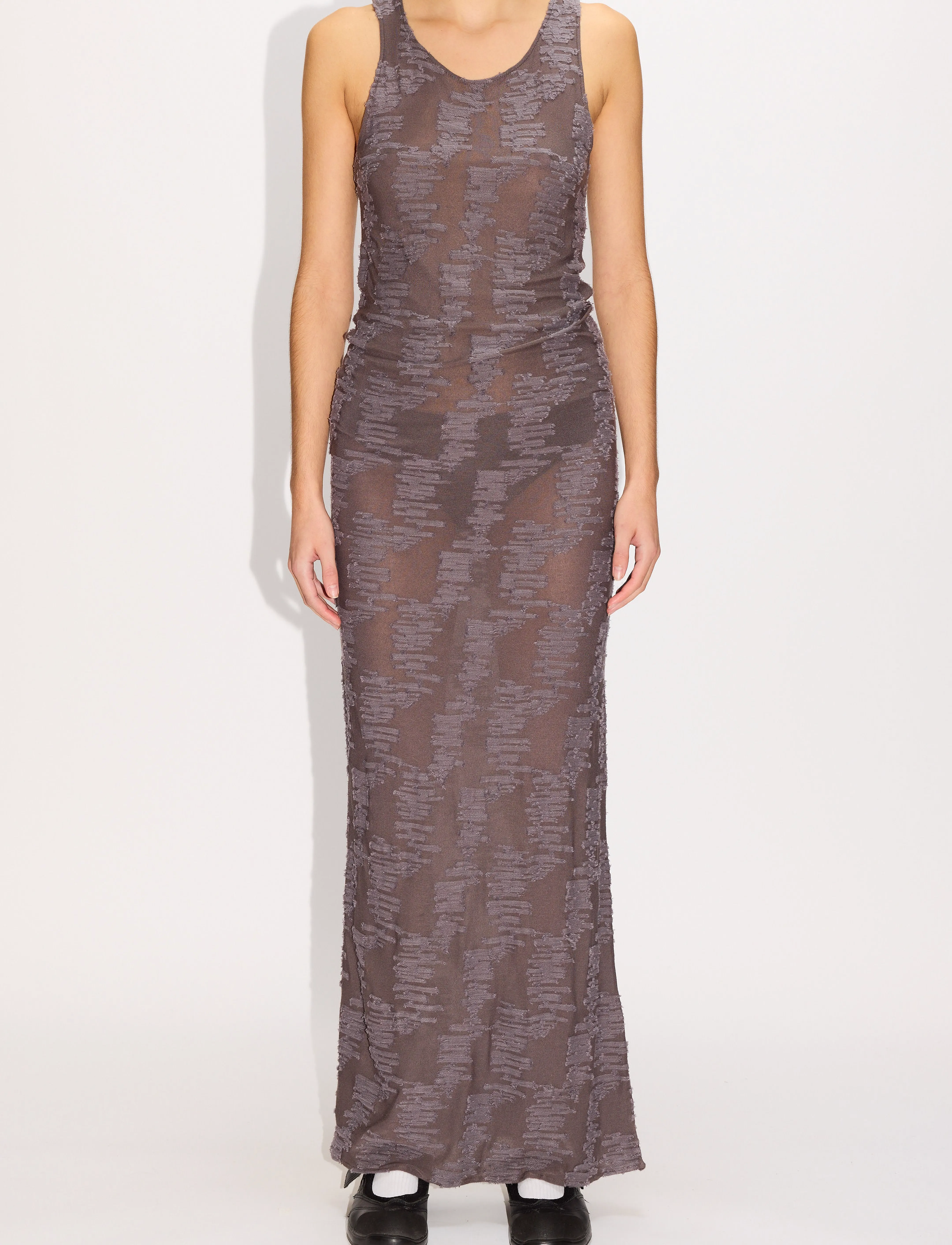 Hope Seaside Dress Plum Grey Jacquard, Kvinder, Maxi Kjole, Grå, Str: 34