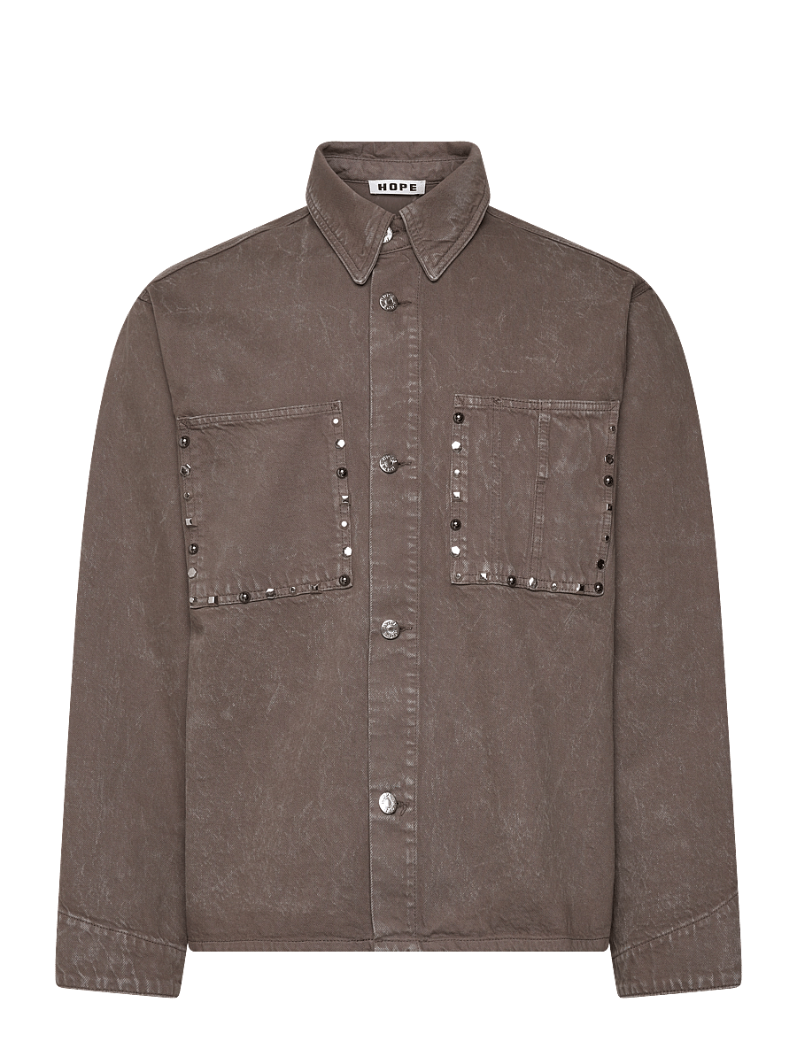 Hope - Stud Overshirt Stone Grey Marble - lentejassen - stone grey marble - 1