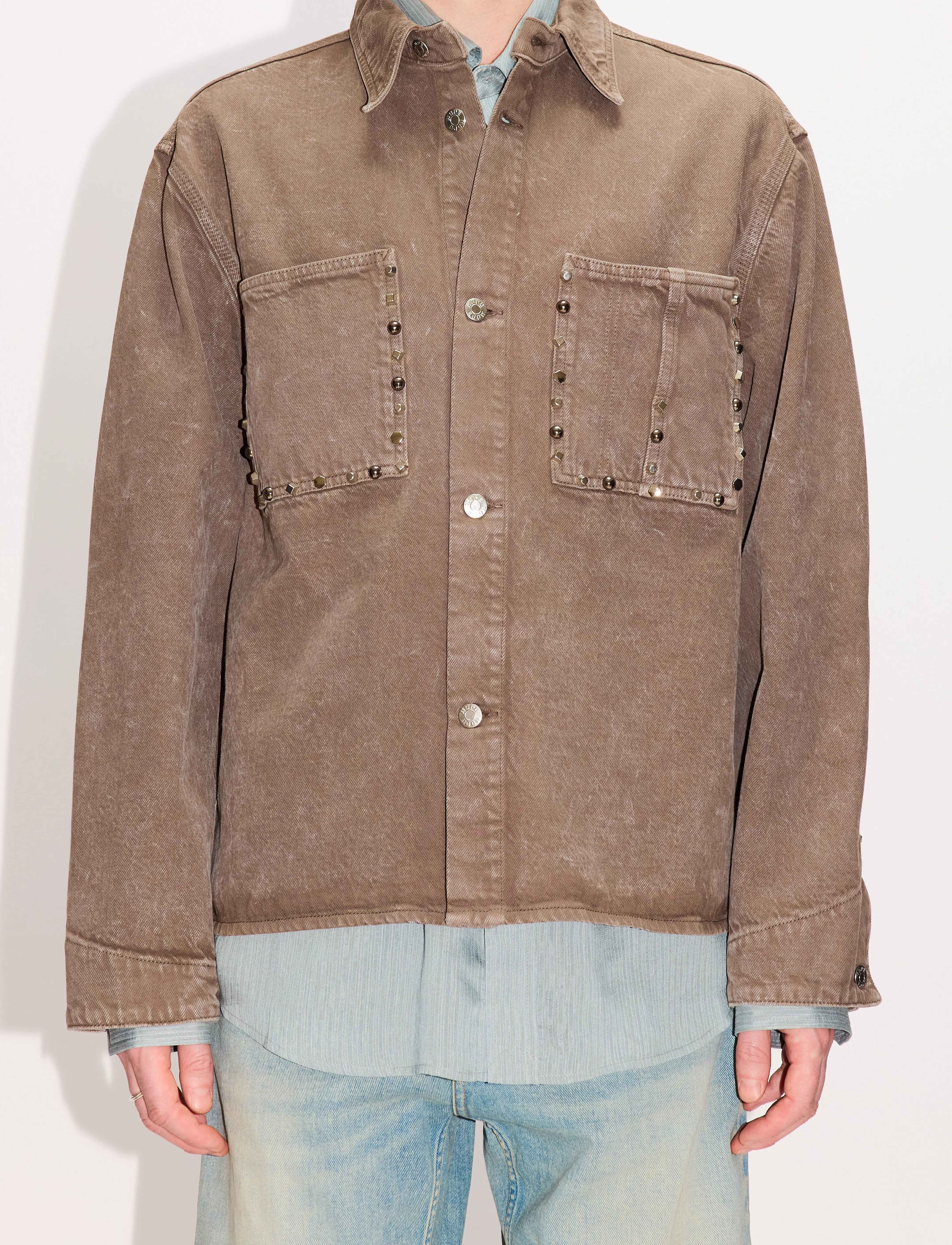 Hope Stud Overshirt Stone Grey Marble, 50, Brown, Designere > Overshirts, Herre