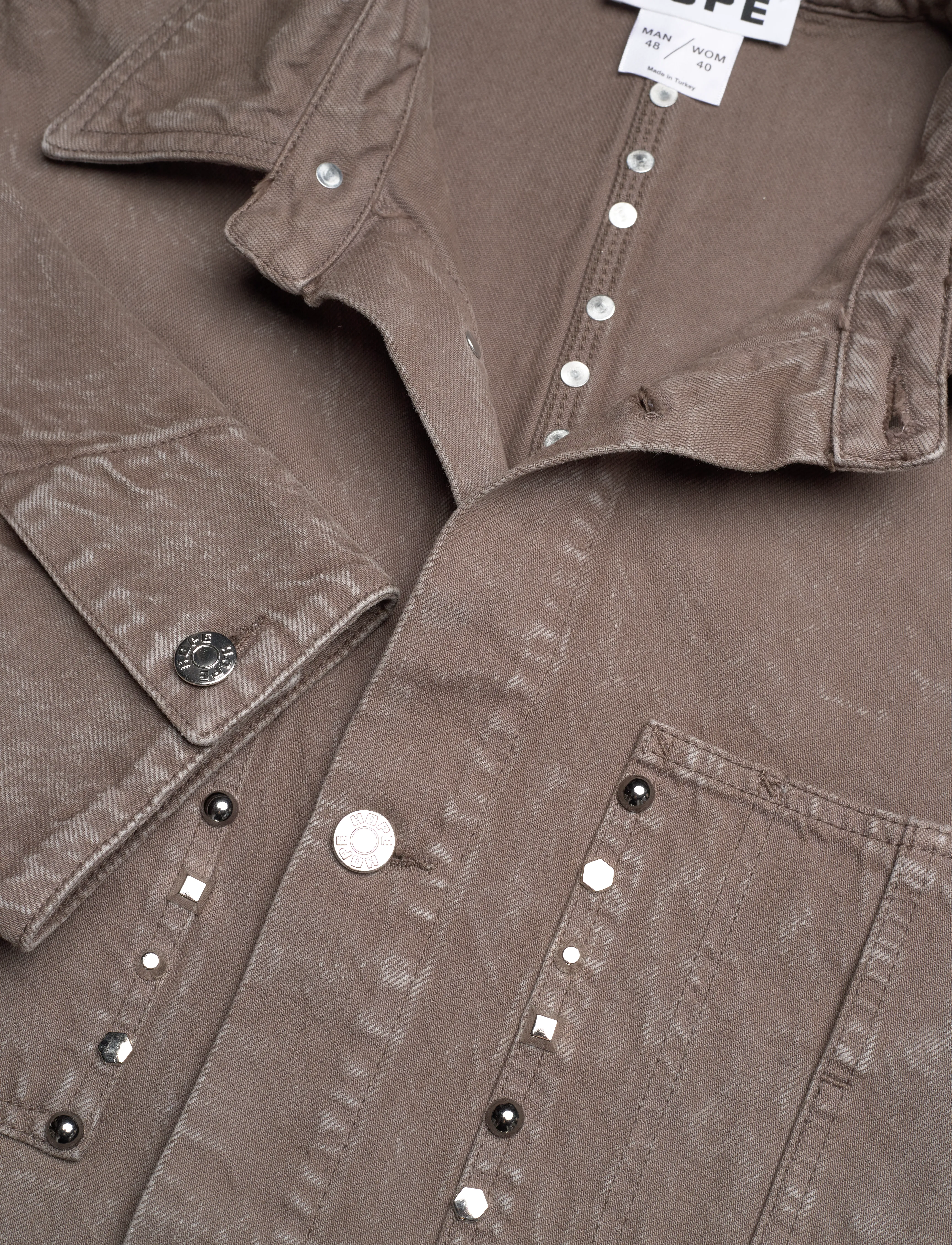 Hope - Stud Overshirt Stone Grey Marble - skjortejakker - stone grey marble - 5