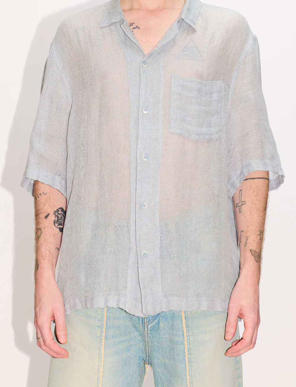 Hope - Blues Shirt Sheer Blue Linen - hørskjorter - sheer blue linen - 0