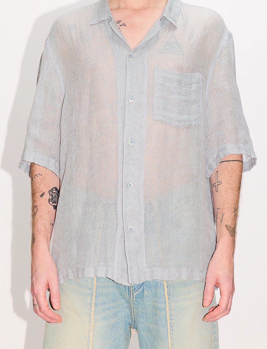 Hope - Blues Shirt Sheer Blue Linen - koszule lniane - sheer blue linen - 0