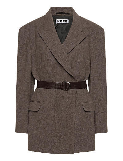 Hope Strava Blazer - Belted blazers - WAVY BEIGE TWILL / brown