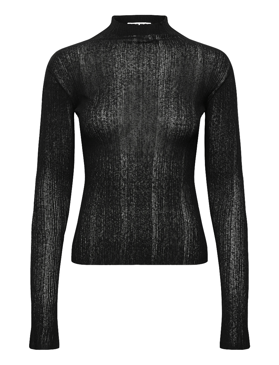 Hope - Peek Top Black Airy Linen-42 - rollkragenpullover - black airy linen - 0