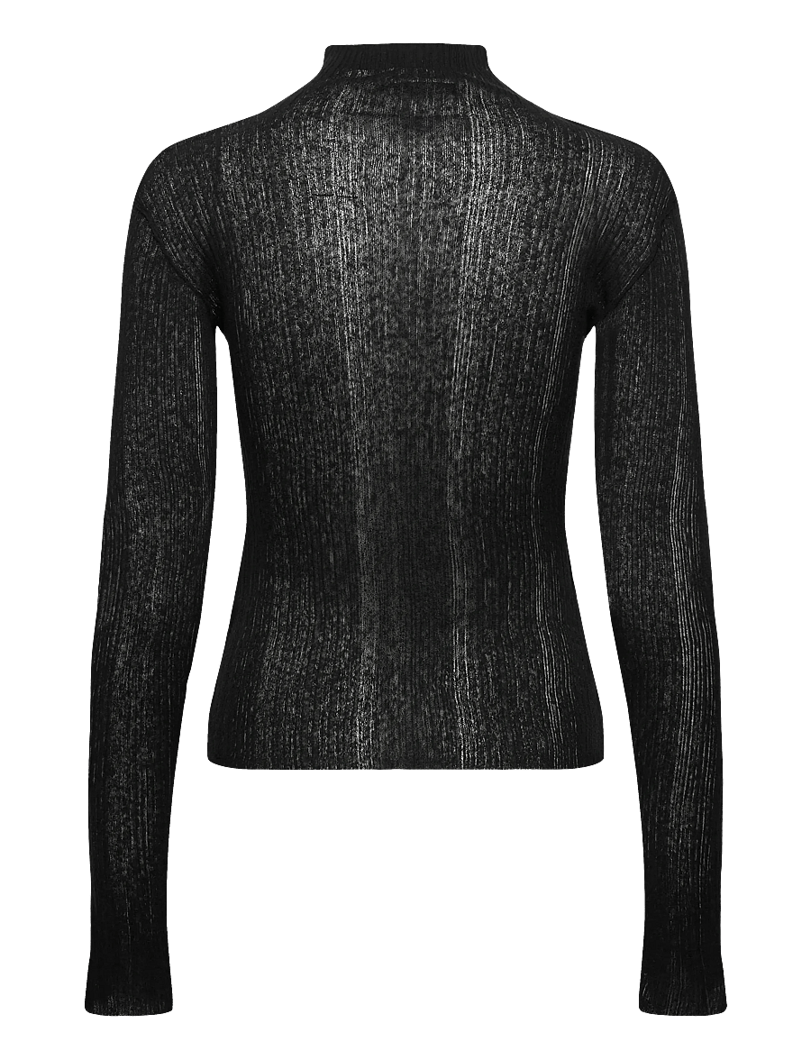Hope - Peek Top Black Airy Linen-42 - rollkragenpullover - black airy linen - 1