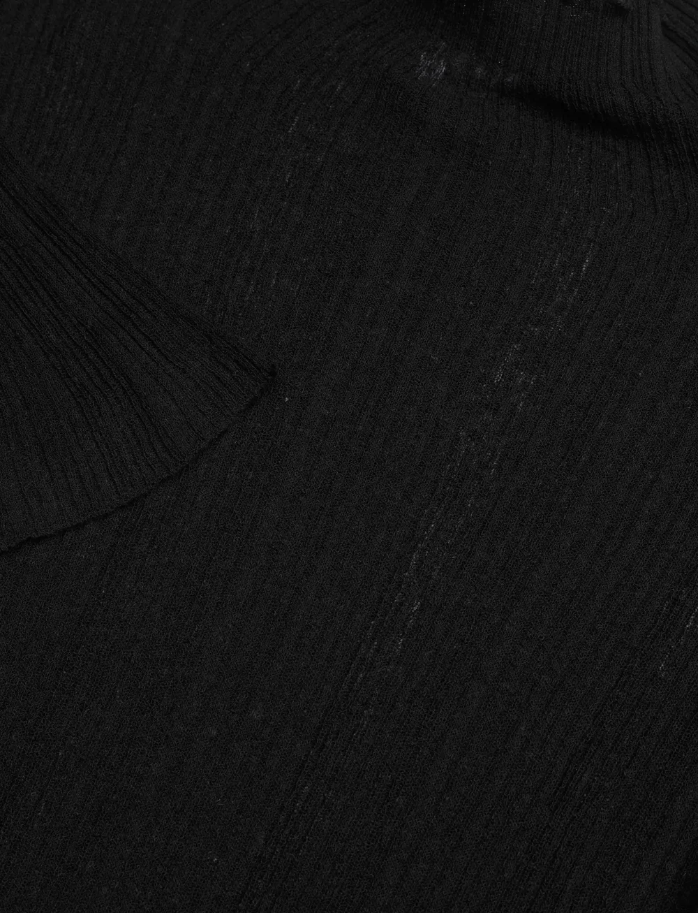 Hope - Peek Top Black Airy Linen-40 - rollkragenpullover - black airy linen - 2