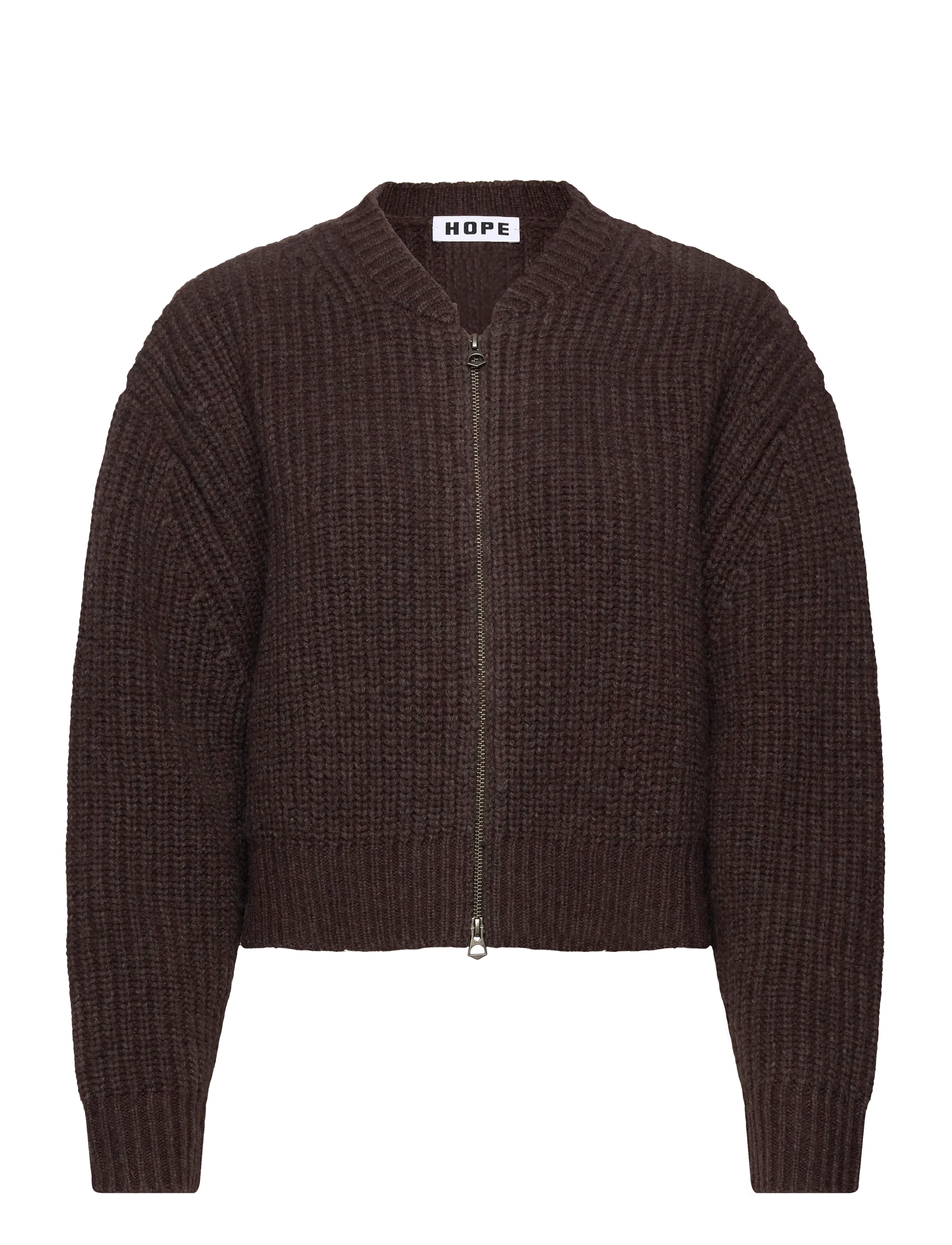 Hope Bomber Cardigan Red Earth Melange Wool-36, 40, Knitwear, Braun - Cardigans, Frauen