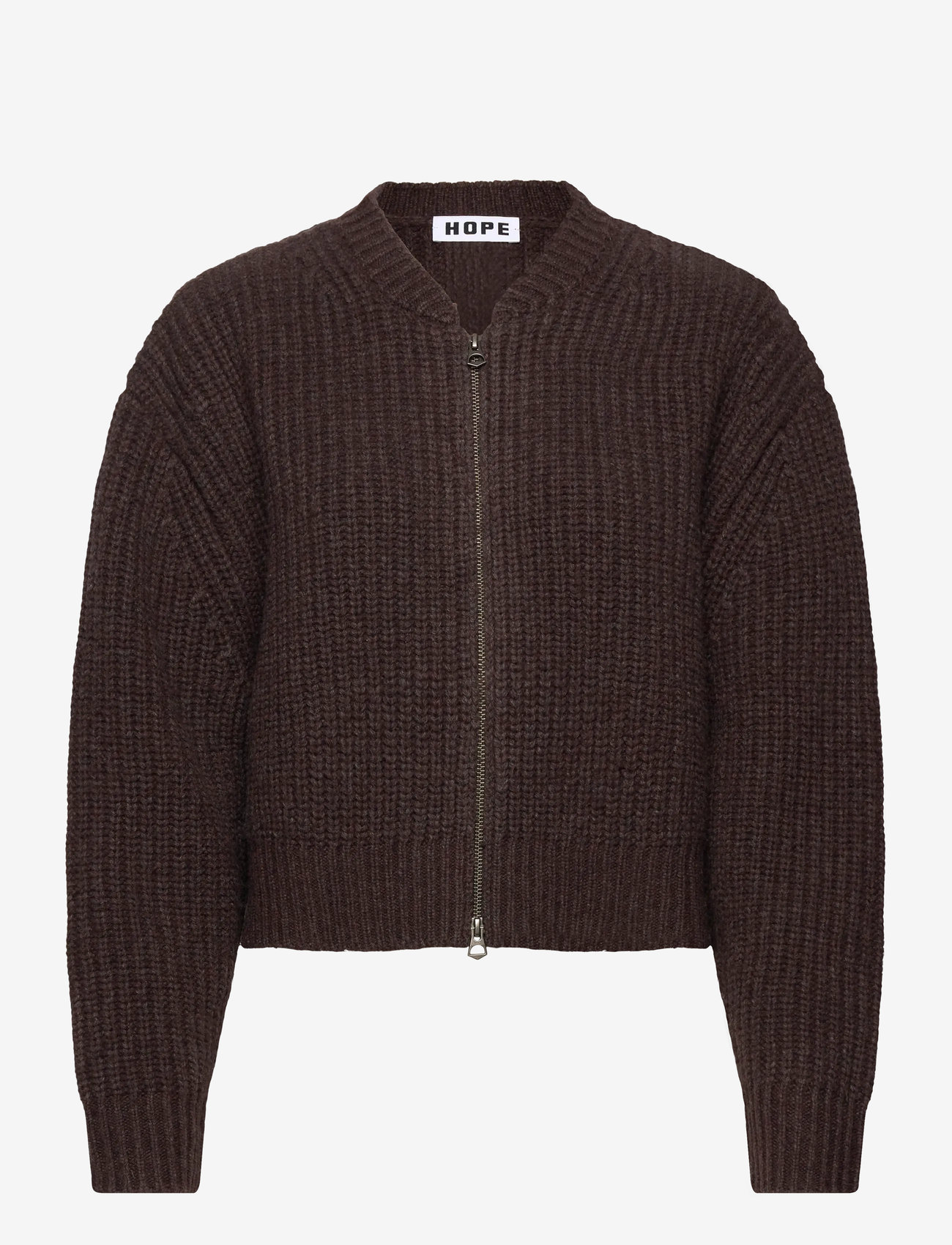 Hope - Bomber Cardigan Red Earth Melange Wool-36 - cardigans - red earth melange wool - 0