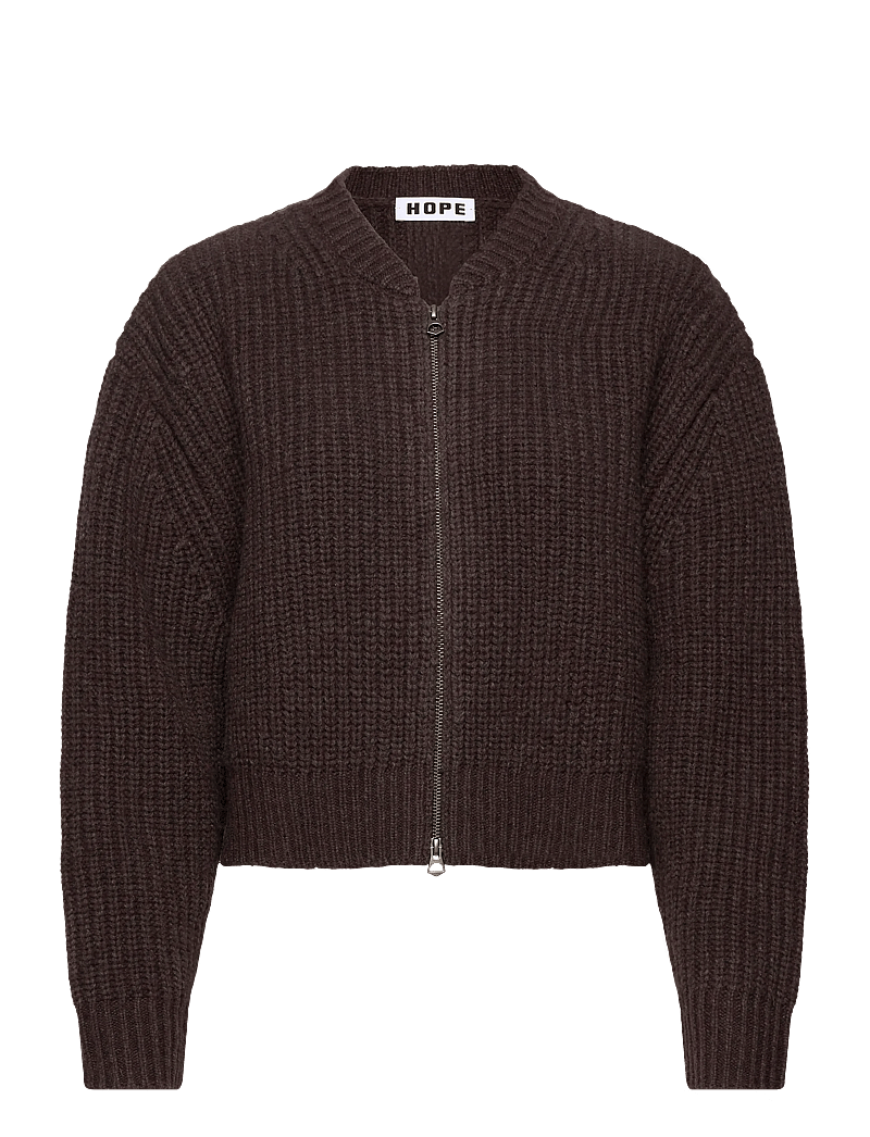 Hope - Bomber Cardigan Red Earth Melange Wool-36 - cardigans - red earth melange wool - 0