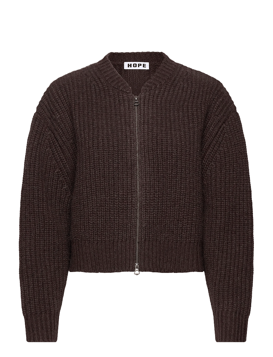 Hope - Bomber Cardigan Red Earth Melange Wool-36 - cardigans - red earth melange wool - 0