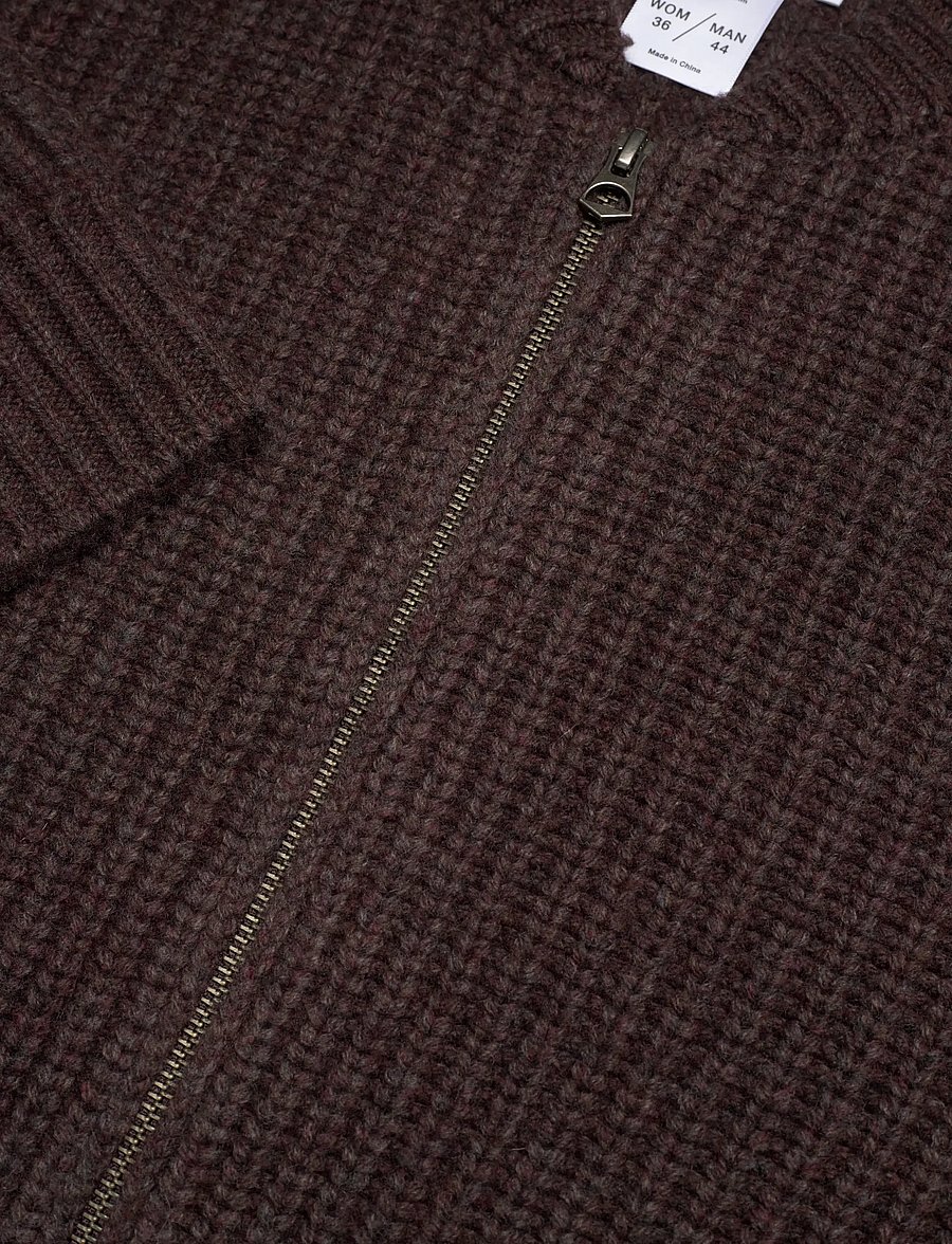 Hope - Bomber Cardigan Red Earth Melange Wool-36 - cardigans - red earth melange wool - 2