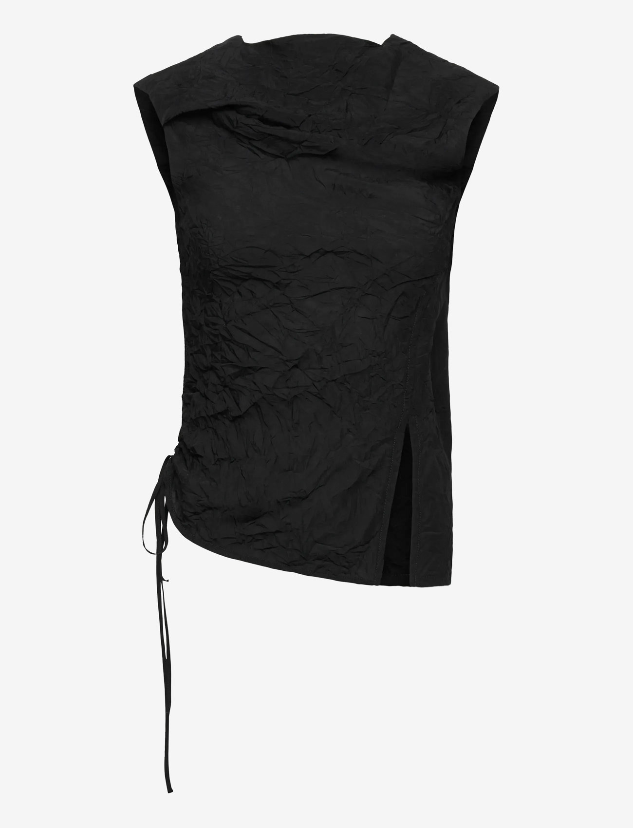 Hope - Knot Top Black Crinkle-38 - linnen - black crinkle - 0