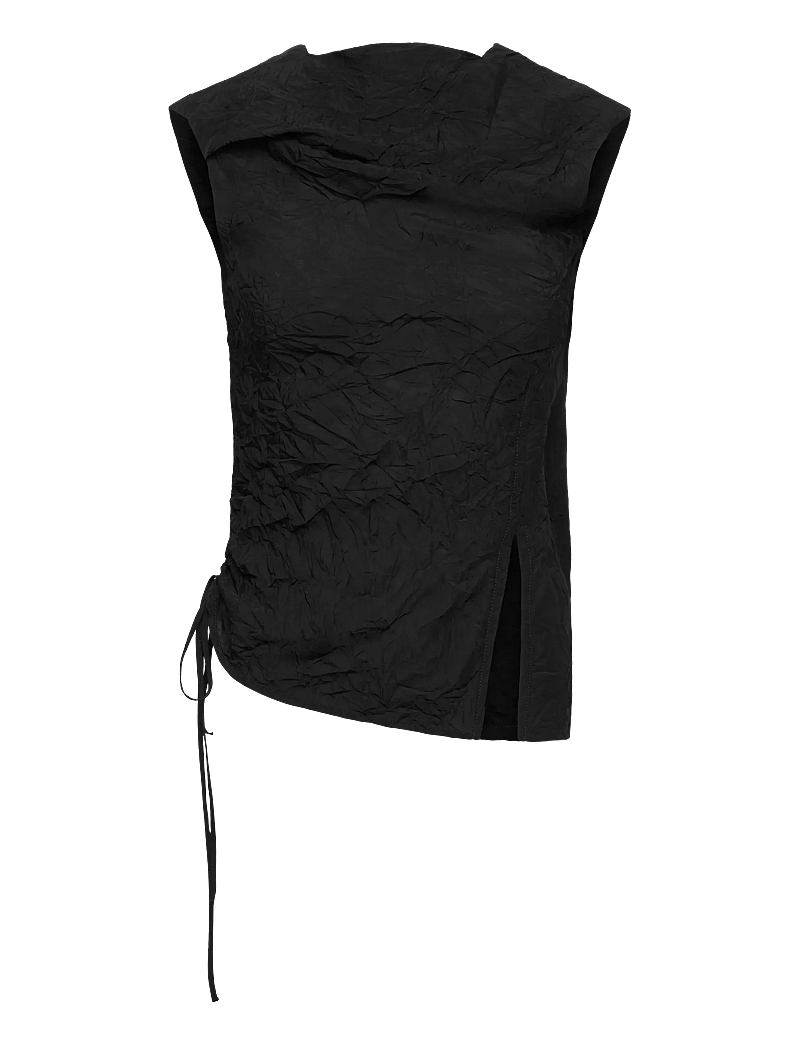 Hope - Knot Top Black Crinkle-38 - Ärmellose tops - black crinkle - 0