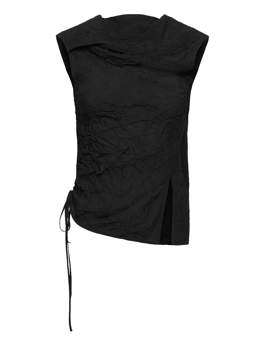 Hope - Knot Top Black Crinkle-38 - Ärmellose tops - black crinkle - 0