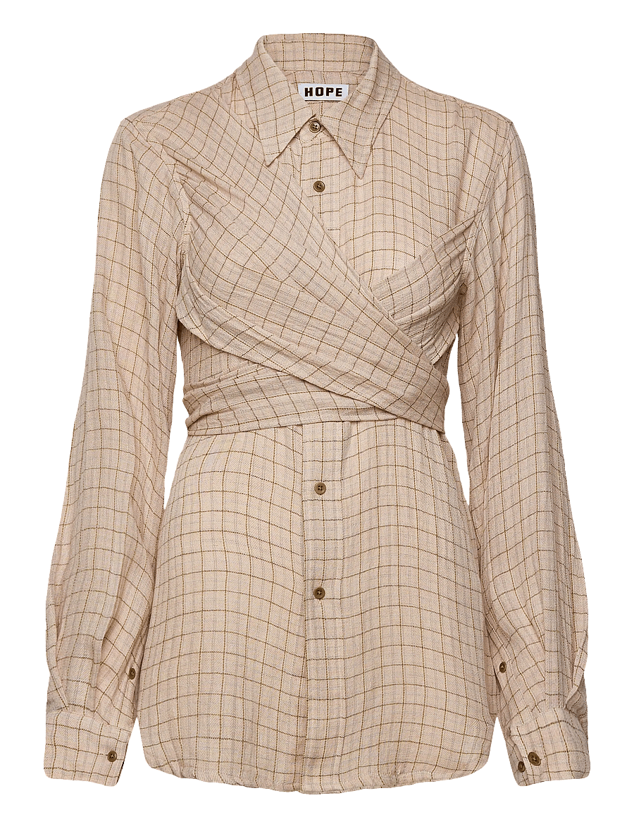 Hope - Twisty Shirt Airy Pink Check-40 - jeansblouses - airy pink check - 0