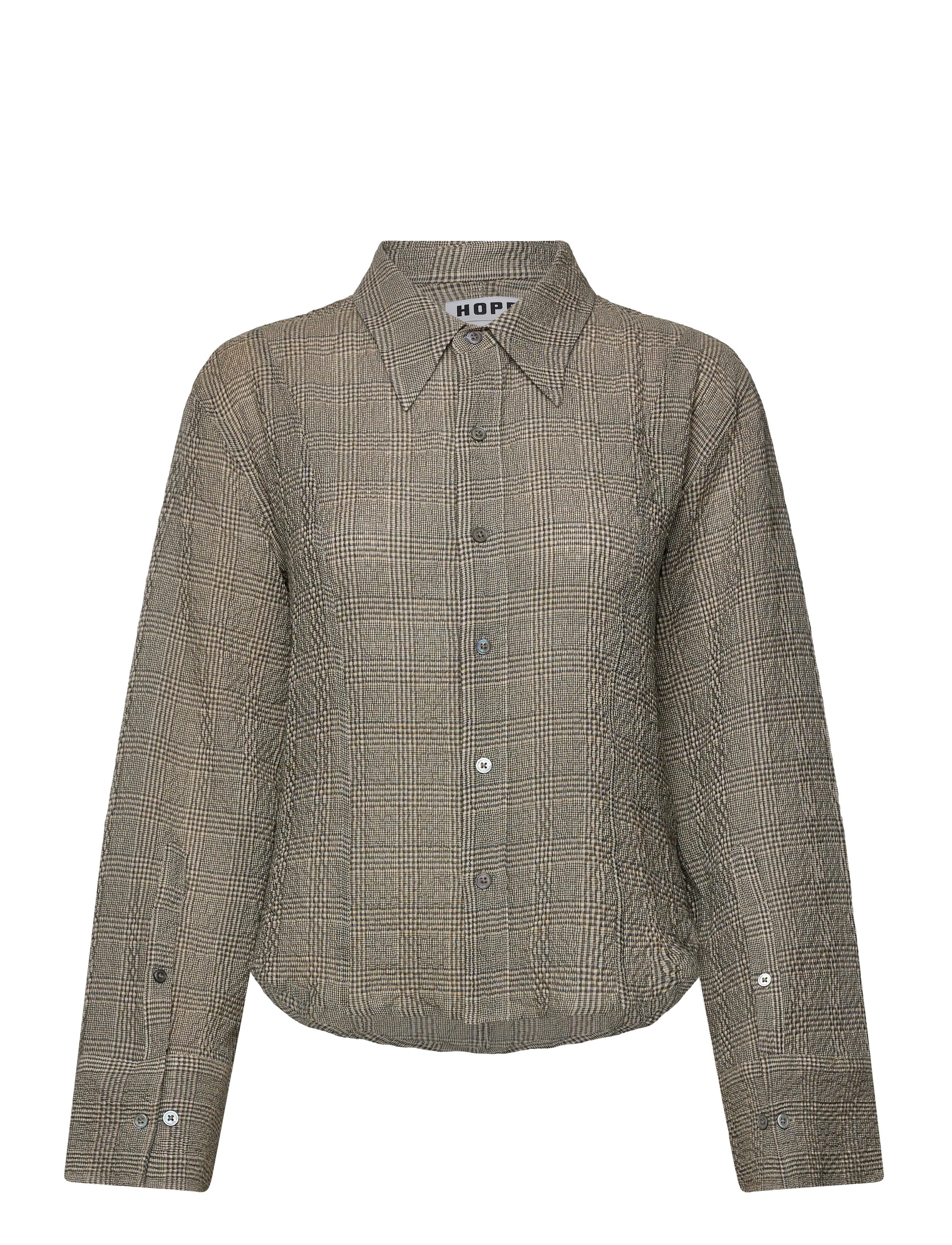 HOPE Shape Shirt Crinkled Grau Check-38 Grau - 38 - Damen