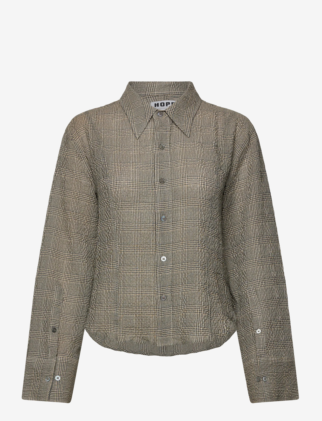 Hope - Shape Shirt Crinkled Grey Check-38 - teksasärgid - crinkled grey check - 0