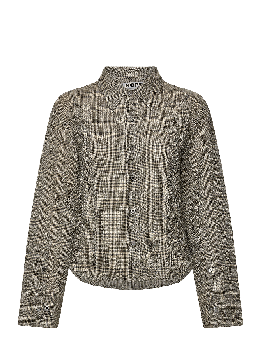 Hope - Shape Shirt Crinkled Grey Check-38 - crinkled grey check - 0