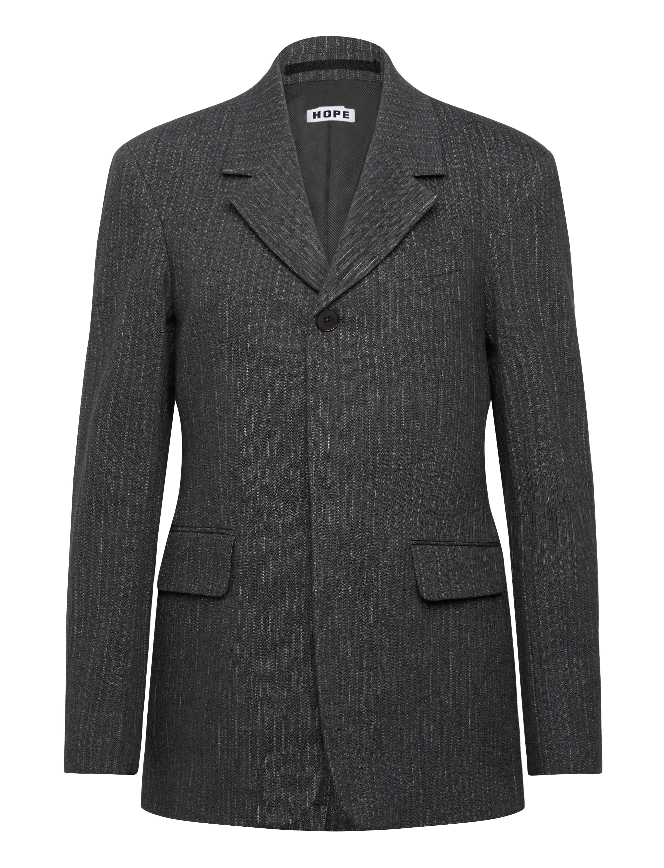 Hope Fossil Blazer Textured Blue Grey Stripe-36, 40, Grey, Designere > Enkeltradede Blazere, Dame