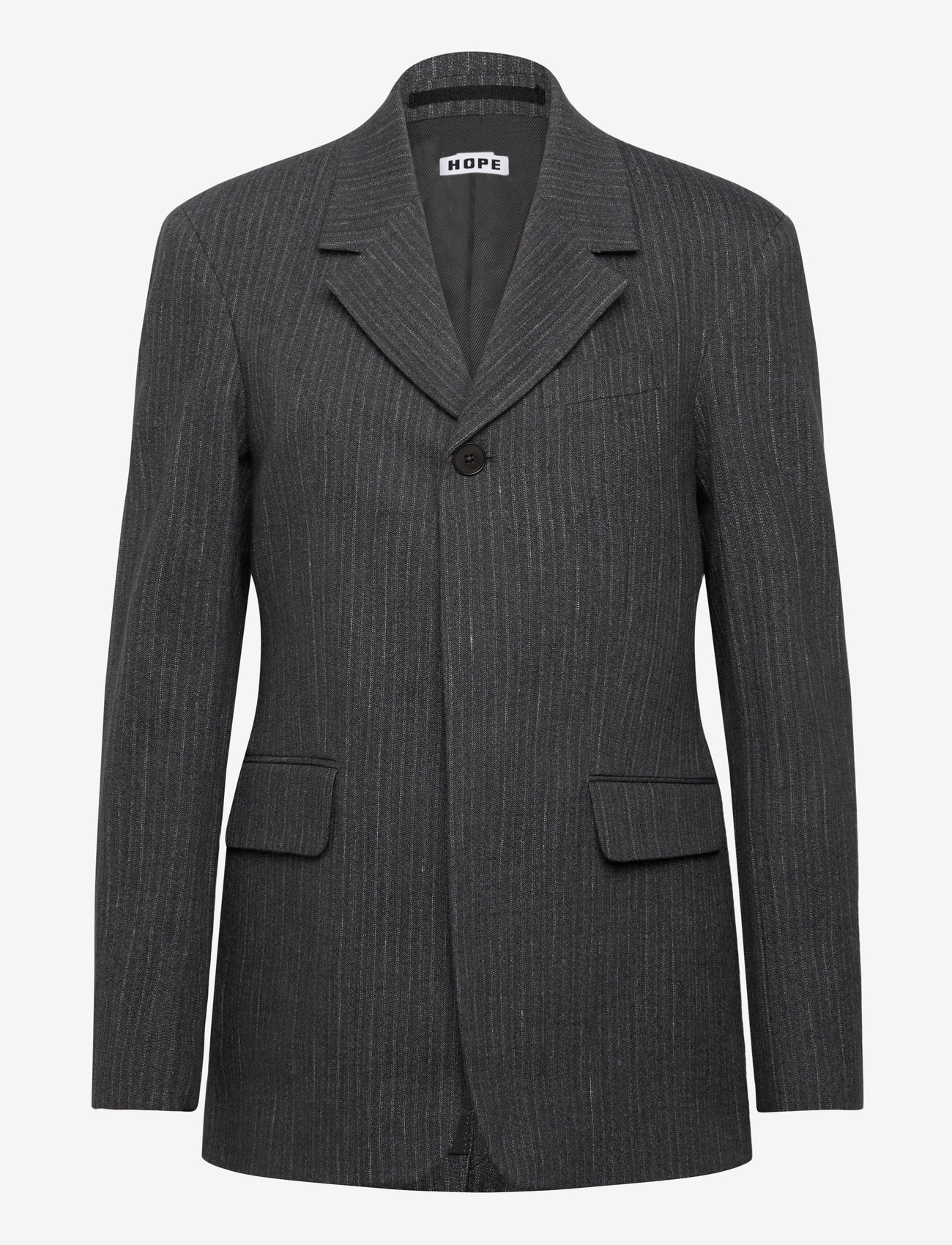 Hope - Fossil Blazer Textured Blue Grey Stripe-42 - enkelknäppta kavajer - textured blue grey stripe - 0