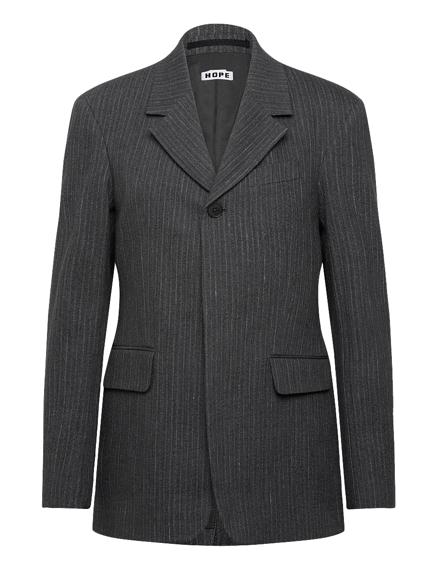 Hope - Fossil Blazer Textured Blue Grey Stripe-36 - Ühes joones nööpidega bleiserid - textured blue grey stripe - 0