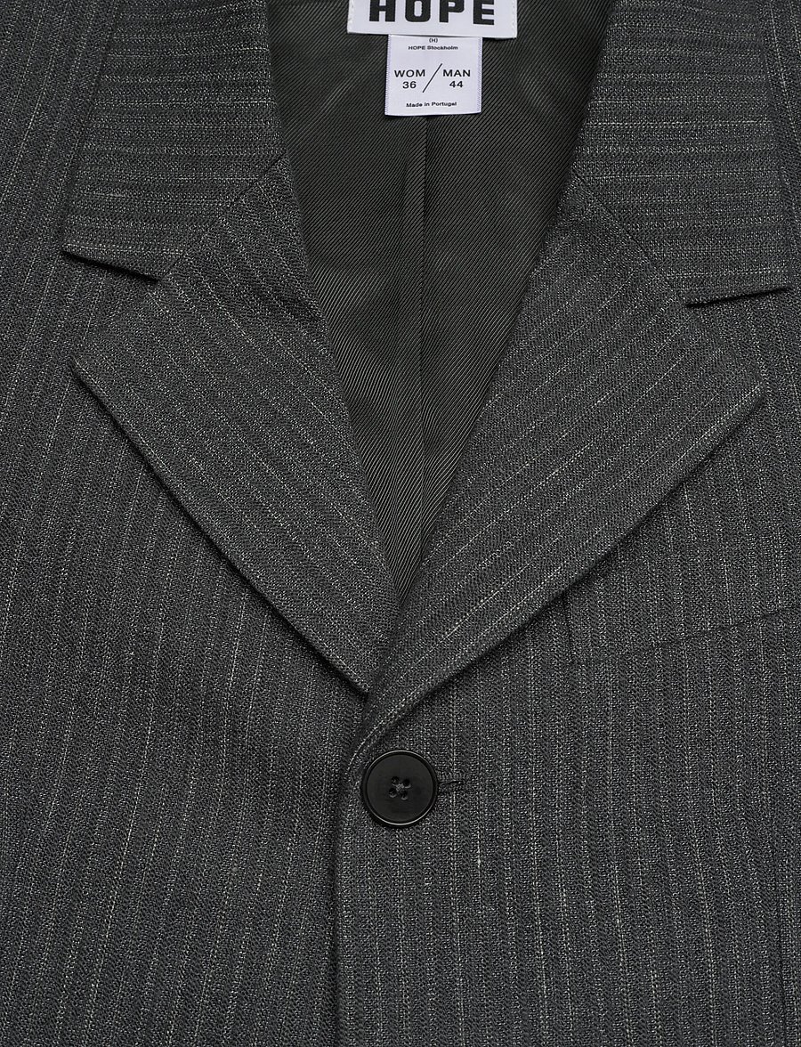 Hope - Fossil Blazer Textured Blue Grey Stripe-36 - Ühes joones nööpidega bleiserid - textured blue grey stripe - 2